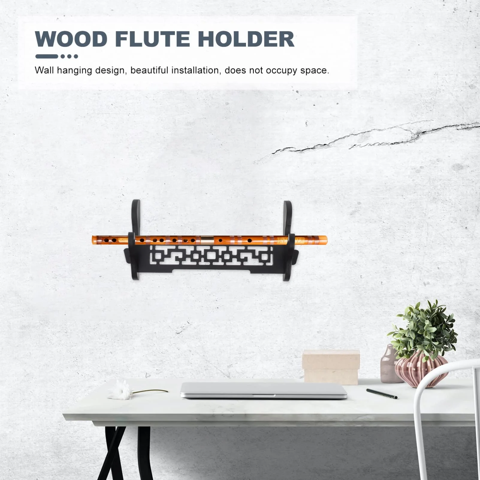 DOITOOL Flute Rack Wall Mount Flute Stand Wall Display Flute Holder Single Layer Swords Rack Samurai Swords Hanger - Image 3