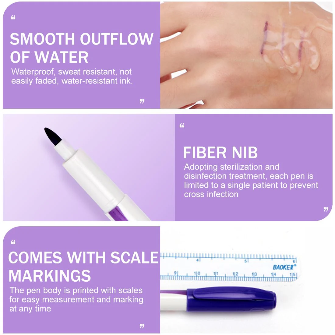 DOKRIN 2 Pcs Skin Markers Tattoo Beauty Markers Positioning Pens with 2 Rulers - Image 3
