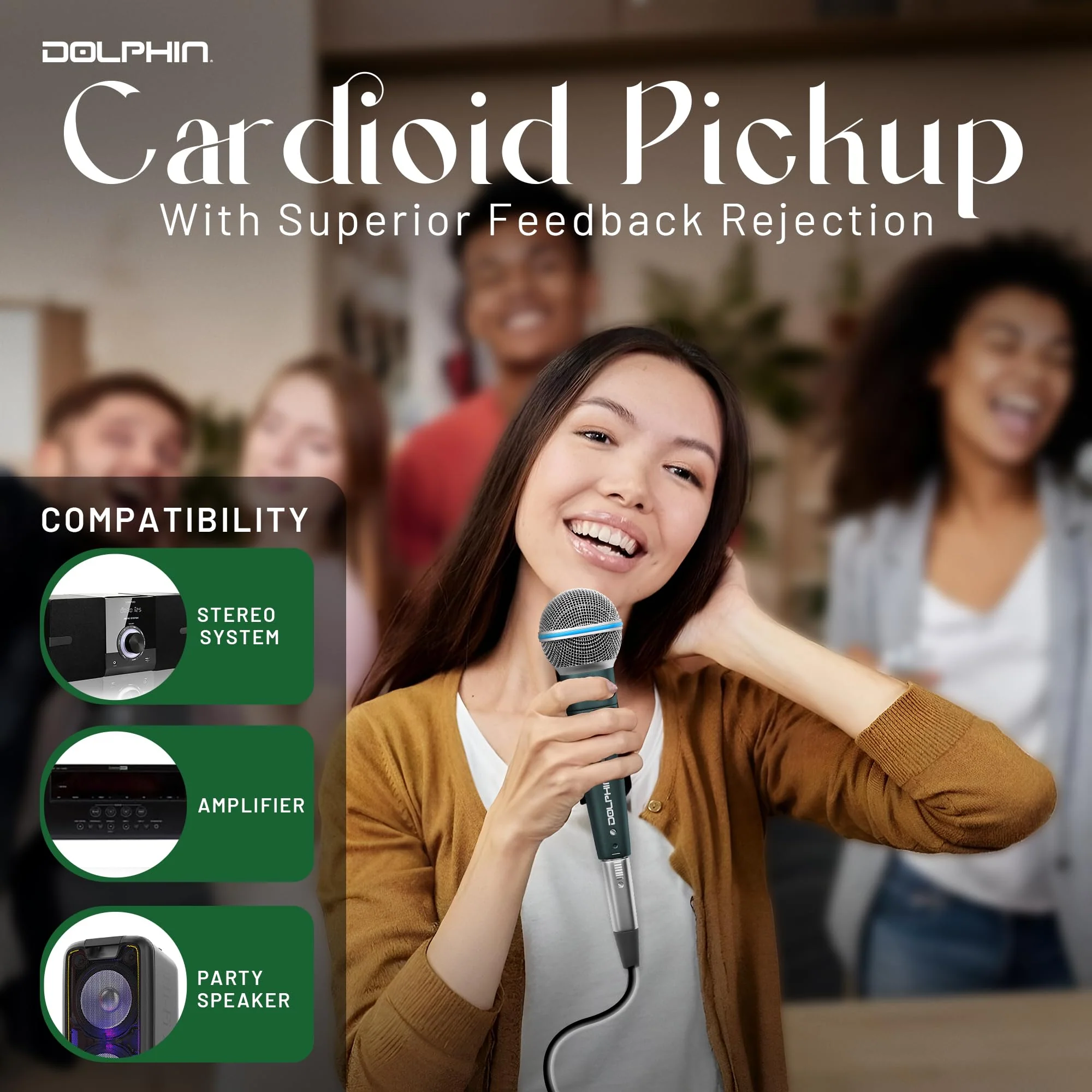 Dolphin MCX30 Handheld Dynamic Vocal Microphone, HQ Direct Connection Audio 1/4, Durable, Crystal Clea Sound, Detachable 14ft XLR Cable, Mic Stand Clip, & Carry Case - Image 7
