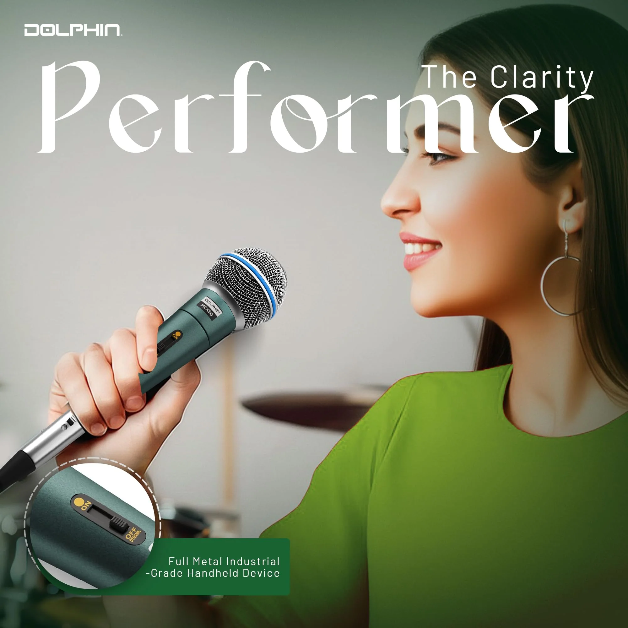 Dolphin MCX30 Handheld Dynamic Vocal Microphone, HQ Direct Connection Audio 1/4, Durable, Crystal Clea Sound, Detachable 14ft XLR Cable, Mic Stand Clip, & Carry Case - Image 9