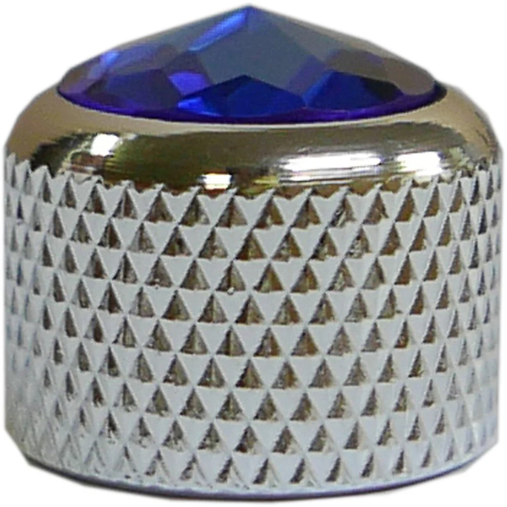 Dome Guitar Knob - BLUE CRYSTAL ON CHROME, KCD-0089 - Image 2