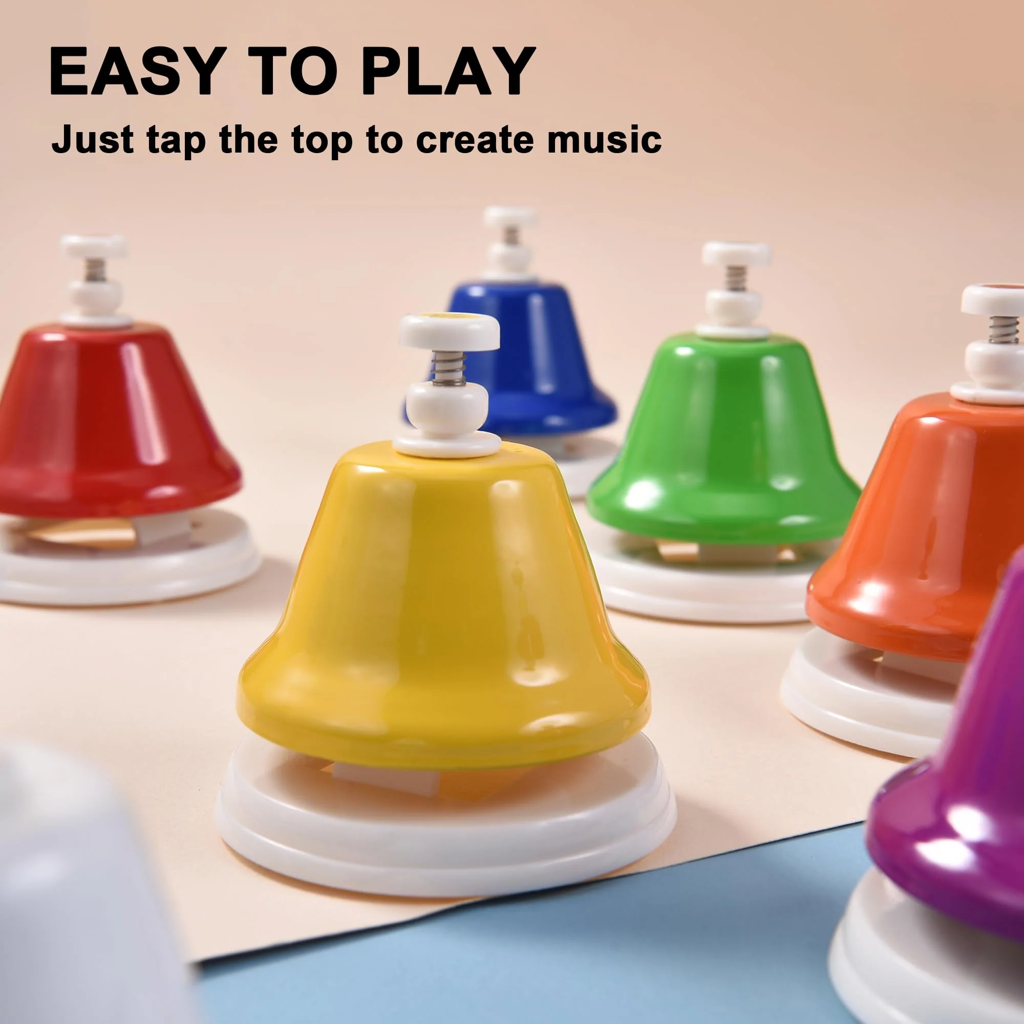 DOMG 8 Note Desk Bells for Kids, Rainbow Diatonic Table Bells, Hand Bells Musical Instrument - Image 3