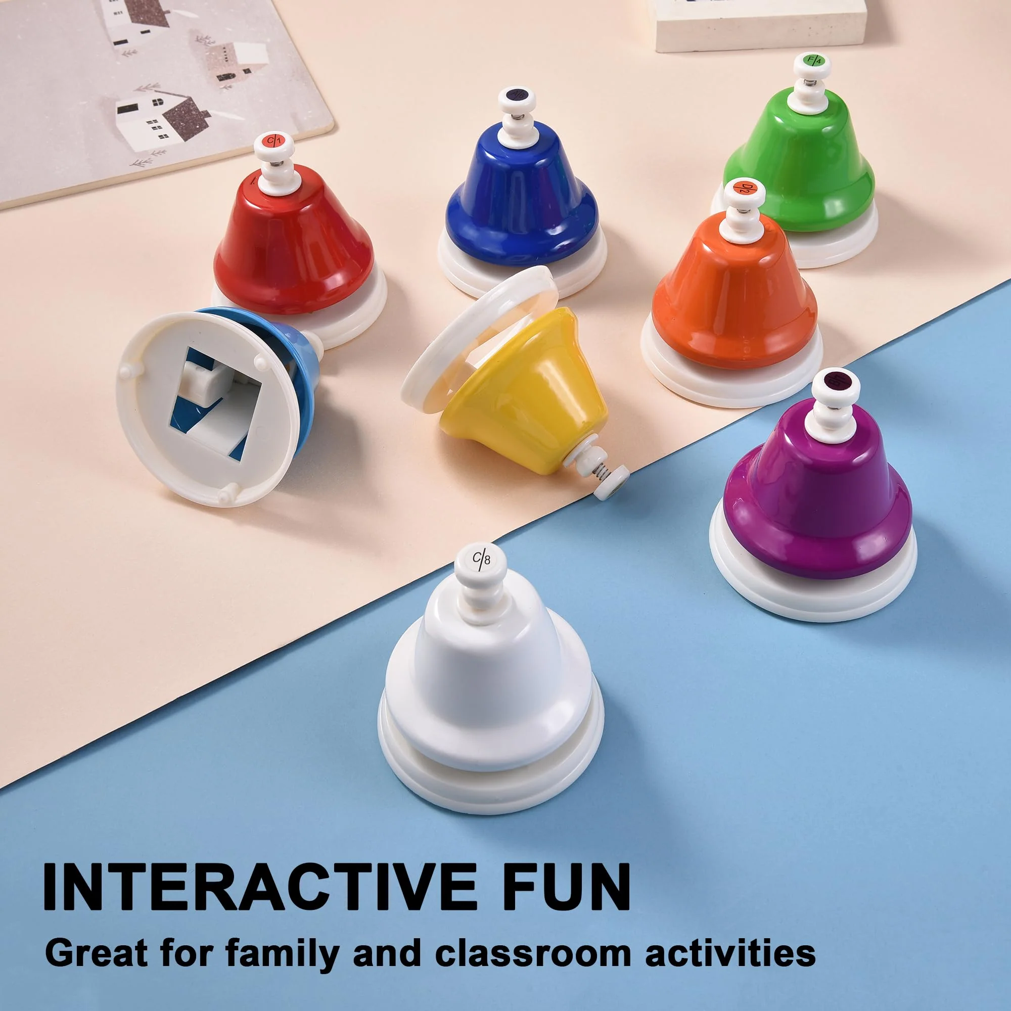 DOMG 8 Note Desk Bells for Kids, Rainbow Diatonic Table Bells, Hand Bells Musical Instrument - Image 5