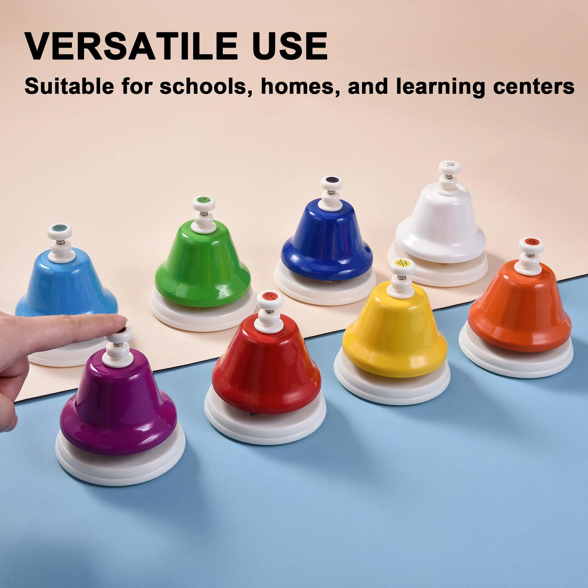 DOMG 8 Note Desk Bells for Kids, Rainbow Diatonic Table Bells, Hand Bells Musical Instrument - Image 7