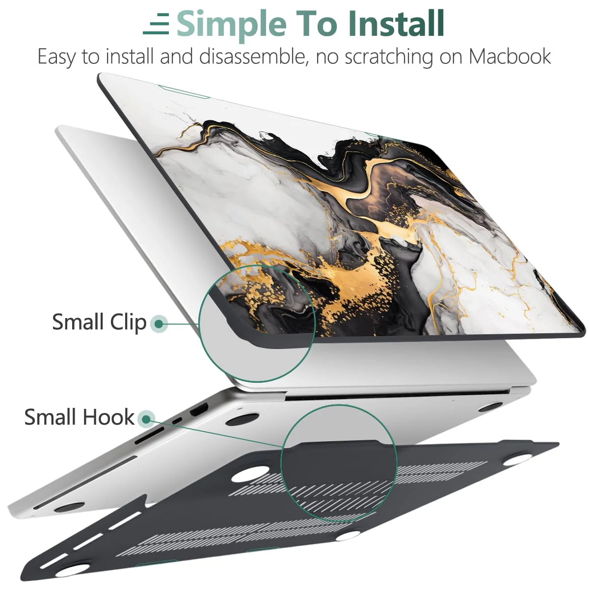 DONGKE Compatible with M3 MacBook Pro 14 inch Case 2024 2023 2021 A2918 A2992 M2 A2779 M1 A2442 Pro/Max, Plastic Hard Shell Cover for Mac Pro 14" with Retina XDR Display & Touch ID, Abstract Marble Abstract Marble D159 - Image 4