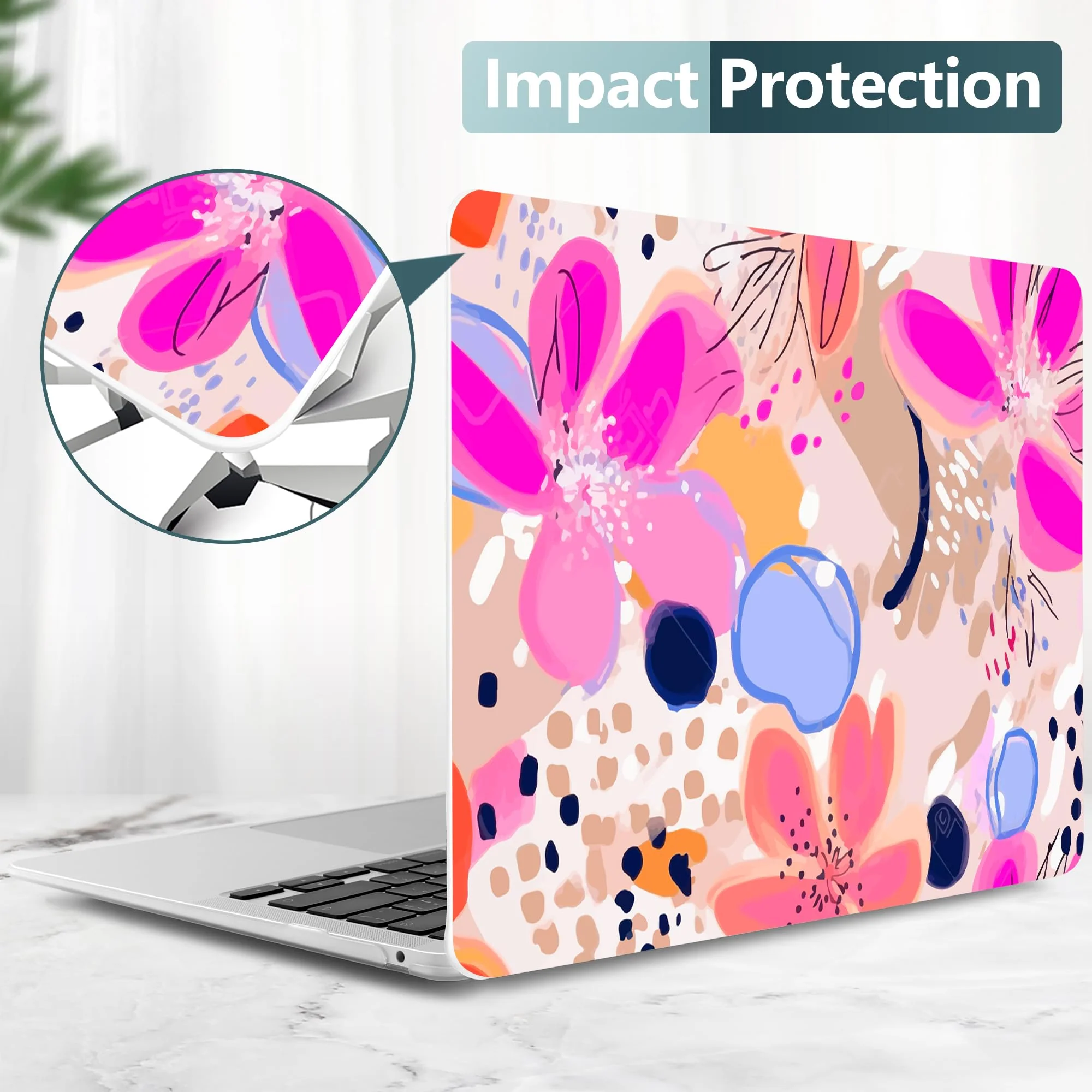 DONGKE Compatible with MacBook Air 13 inch Case 2021 2020 2019 2018 Release A2337 M1 A2179 A1932 with Retina Display & Touch ID, Plastic Hard Shell & Keyboard Cover - Floral Artistic Floral Artistic D157 - Image 4