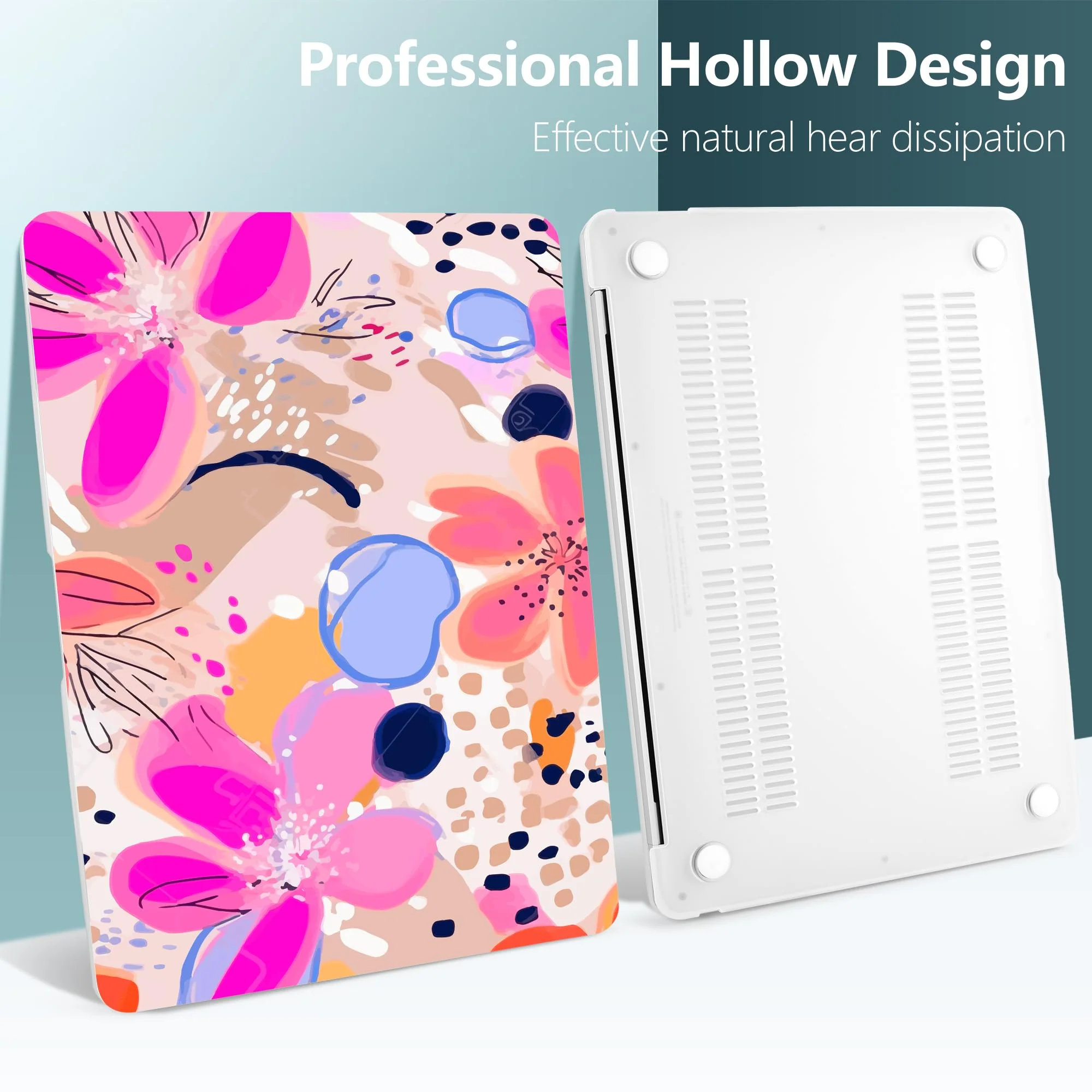 DONGKE Compatible with MacBook Air 13 inch Case 2021 2020 2019 2018 Release A2337 M1 A2179 A1932 with Retina Display & Touch ID, Plastic Hard Shell & Keyboard Cover - Floral Artistic Floral Artistic D157 - Image 5