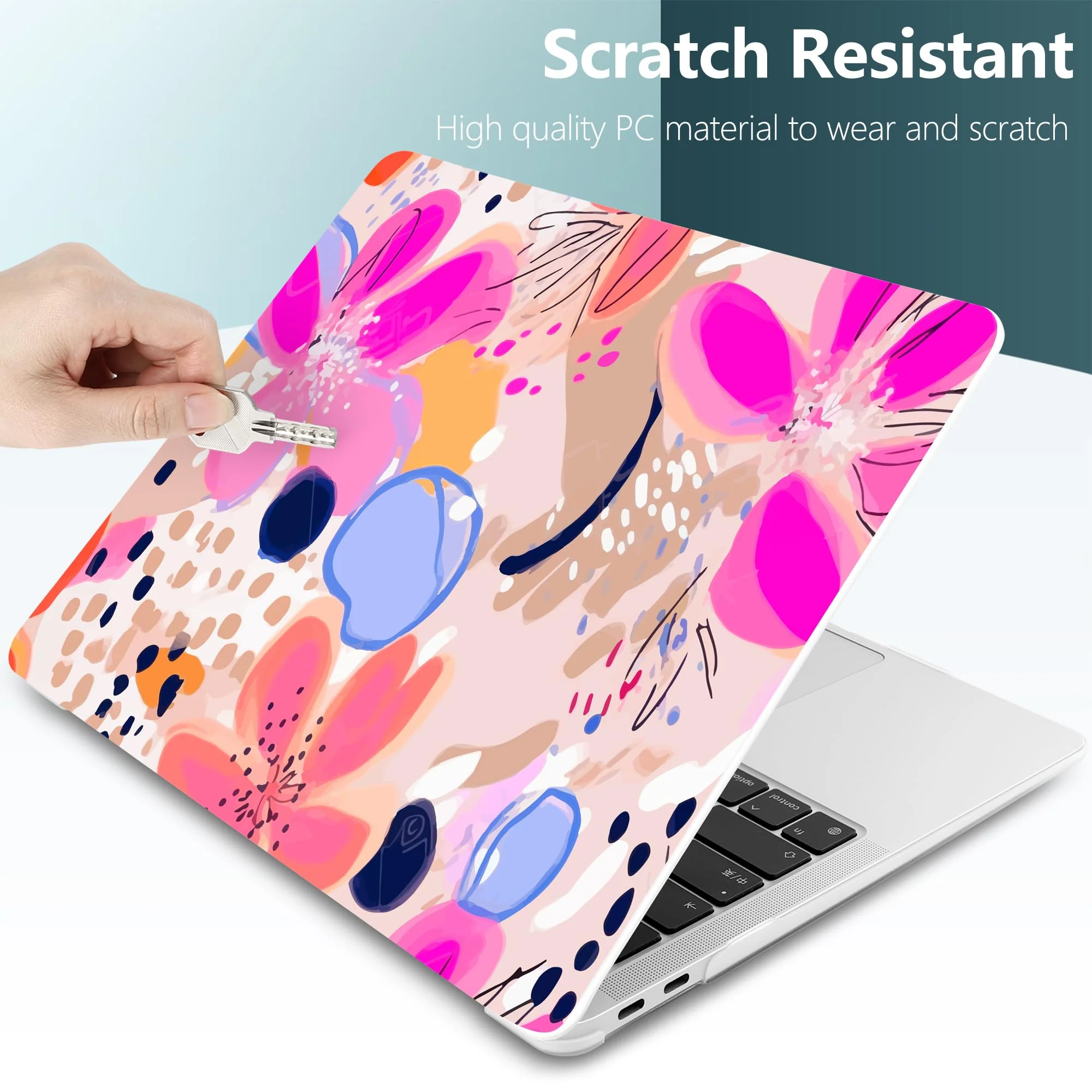 DONGKE Compatible with MacBook Air 13 inch Case 2021 2020 2019 2018 Release A2337 M1 A2179 A1932 with Retina Display & Touch ID, Plastic Hard Shell & Keyboard Cover - Floral Artistic Floral Artistic D157 - Image 6