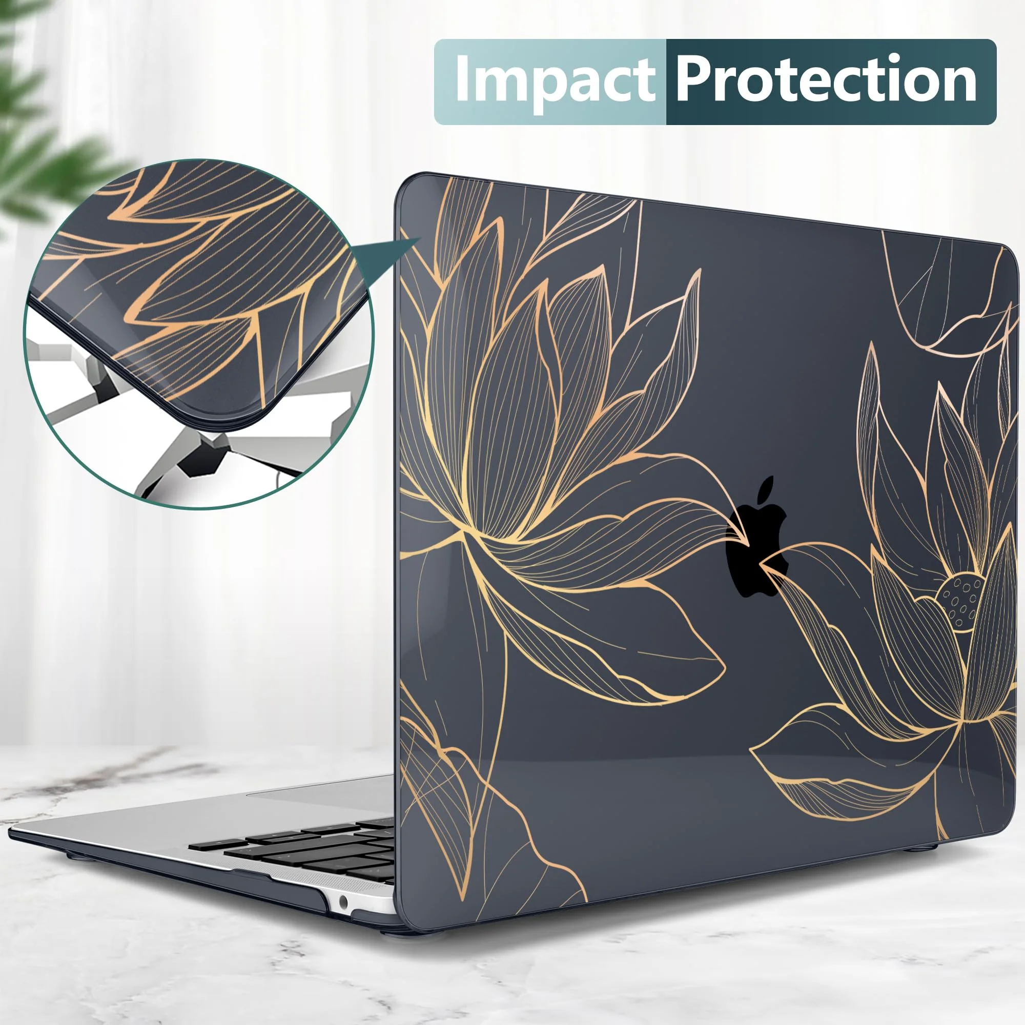 DONGKE Compatible with MacBook Air 13 inch Case 2021 2020 2019 2018 Release A2337 M1 A2179 A1932 with Retina Display & Touch ID, Plastic Hard Shell & Keyboard Cover - Lotus Lotus D153 - Image 4