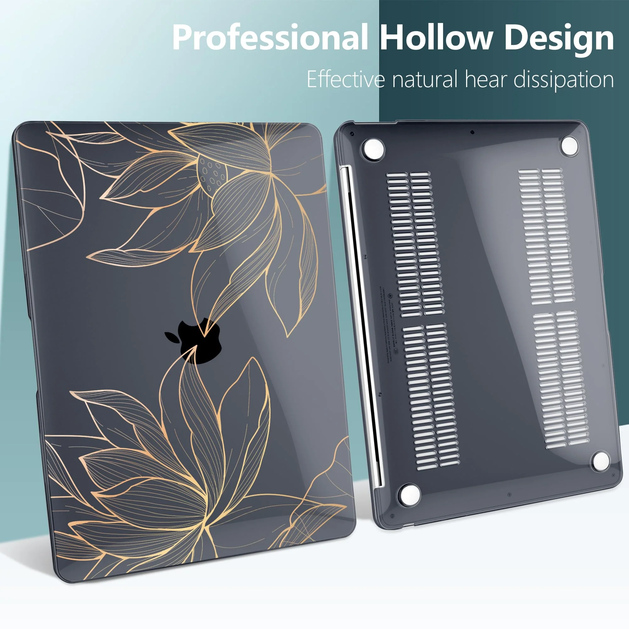 DONGKE Compatible with MacBook Air 13 inch Case 2021 2020 2019 2018 Release A2337 M1 A2179 A1932 with Retina Display & Touch ID, Plastic Hard Shell & Keyboard Cover - Lotus Lotus D153 - Image 5