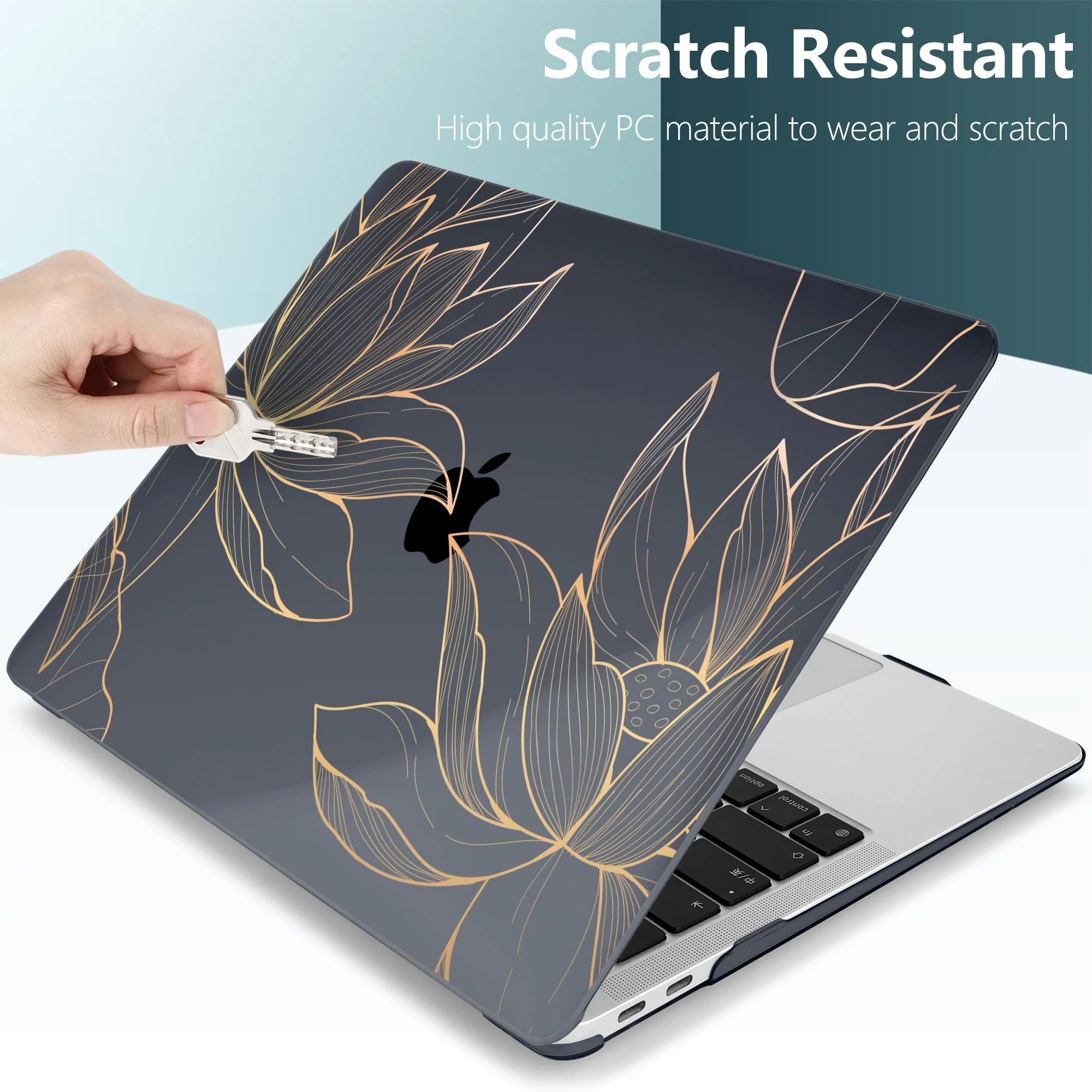 DONGKE Compatible with MacBook Air 13 inch Case 2021 2020 2019 2018 Release A2337 M1 A2179 A1932 with Retina Display & Touch ID, Plastic Hard Shell & Keyboard Cover - Lotus Lotus D153 - Image 6