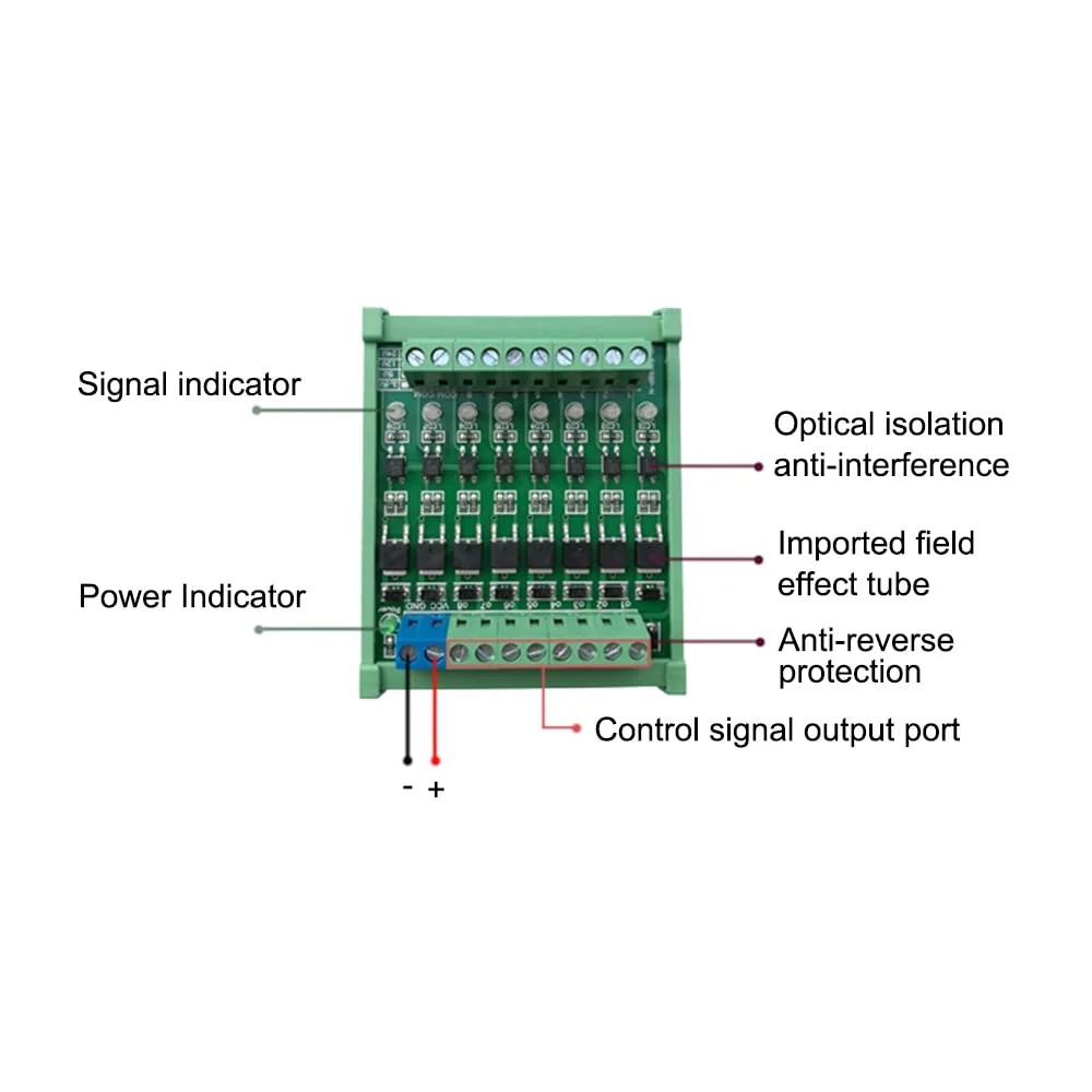 DONGKER 8-Channel PLC Amplifier Circuit Board,DC 3.3V/DC 5V Optocoupler Isolated Module PLC NPN Signal Converter - Image 2