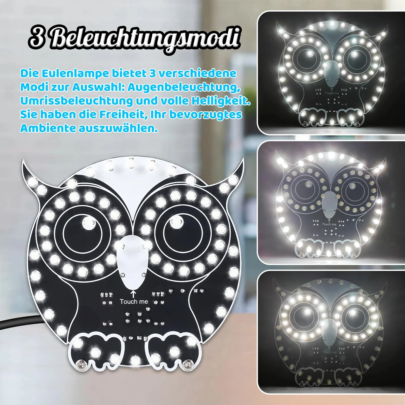 DONGKER Soldering Kit, Owl Shape LED Light Soldering Exercise Kit, DIY Electronic Kits for Beginners, Teaching and Learning Training, DIY Soldering Project LED Lamps Kit with Touch Control, for STEM - Image 3