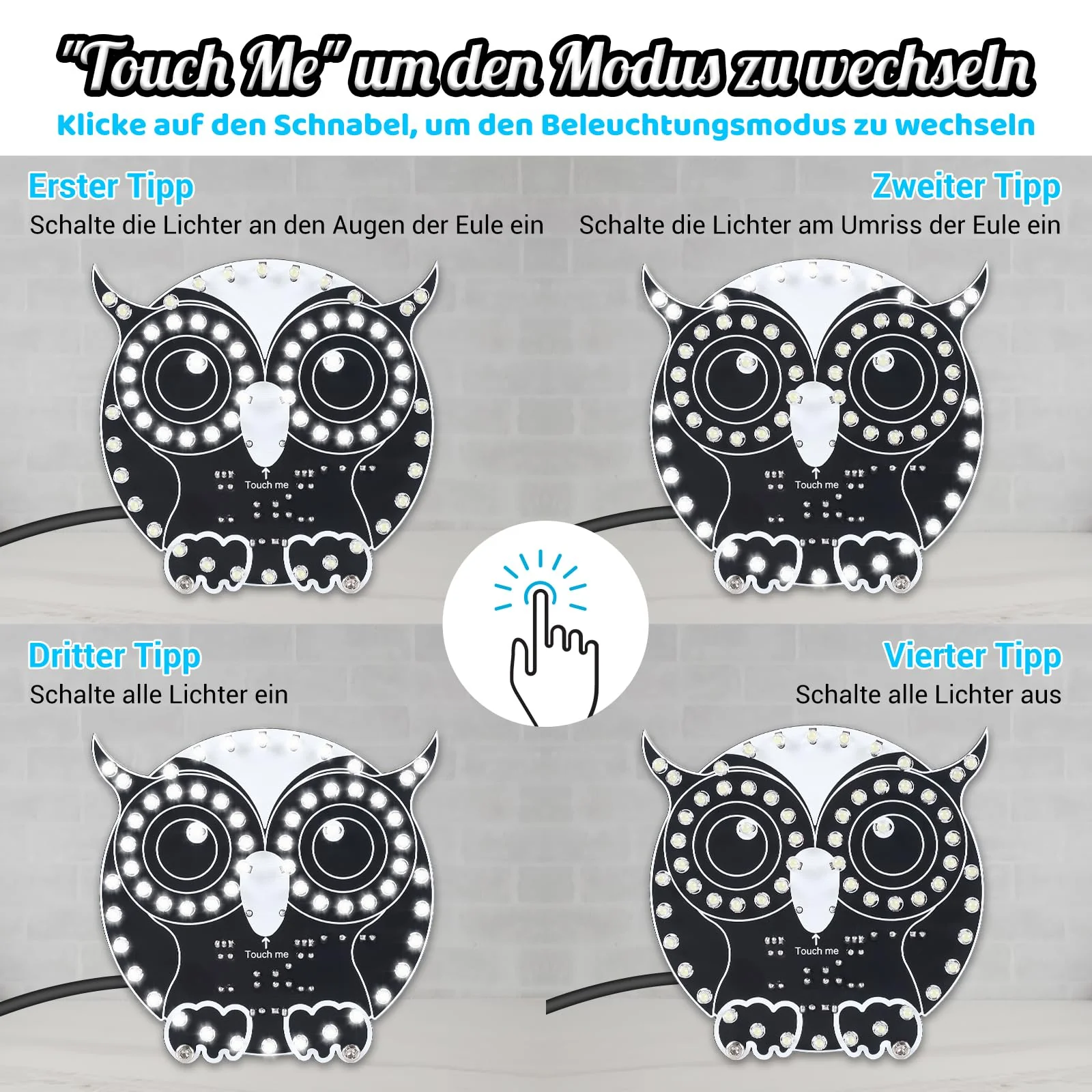 DONGKER Soldering Kit, Owl Shape LED Light Soldering Exercise Kit, DIY Electronic Kits for Beginners, Teaching and Learning Training, DIY Soldering Project LED Lamps Kit with Touch Control, for STEM - Image 4
