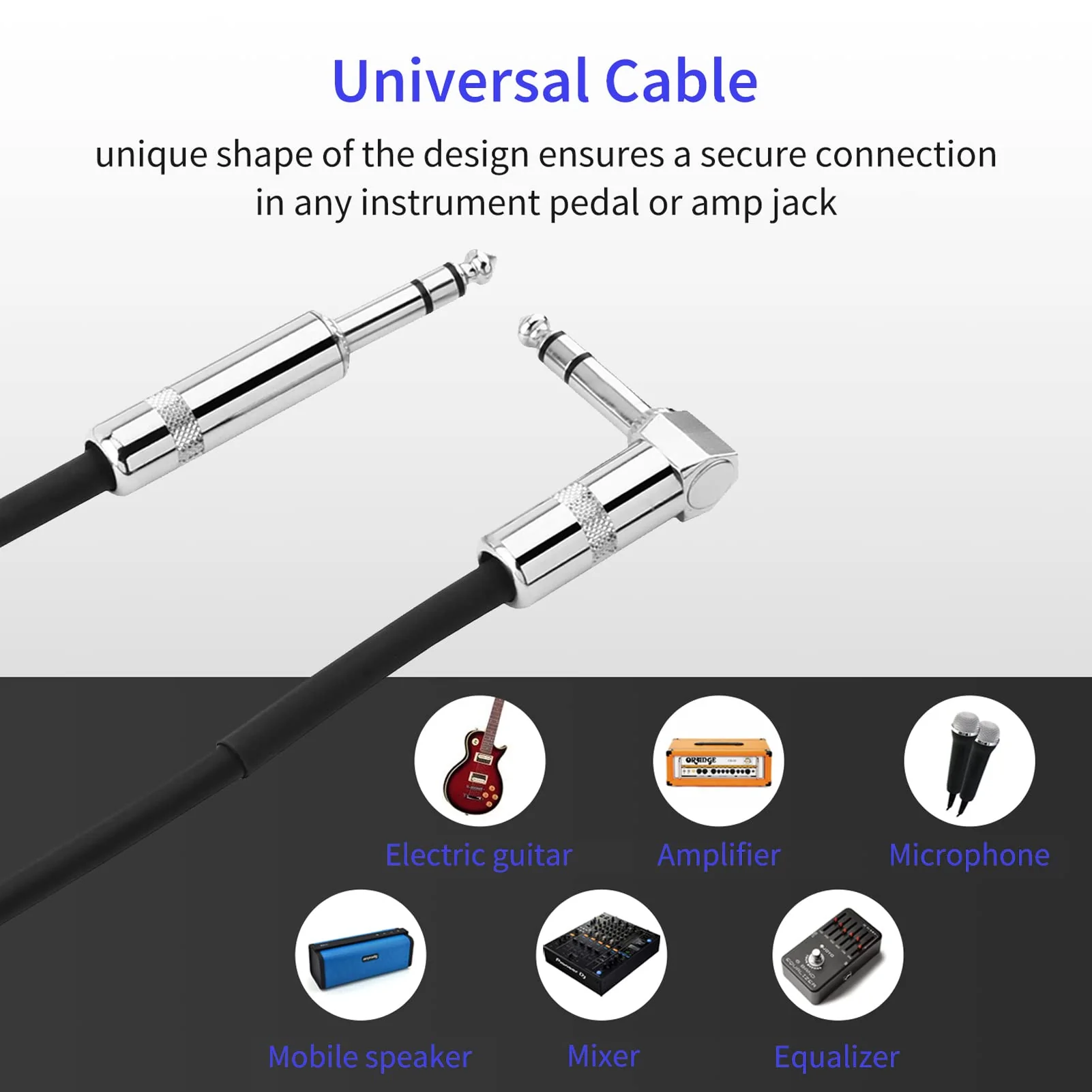 Donner 25ft TRS Cable 1/4” Male Right Angle to 1/4” TRS Male Straight Balanced Stereo Audio Patch Guitar Cable Black Sturdy No Hum 25 Feet Right Angle& Straight-TRS Cable - Image 2