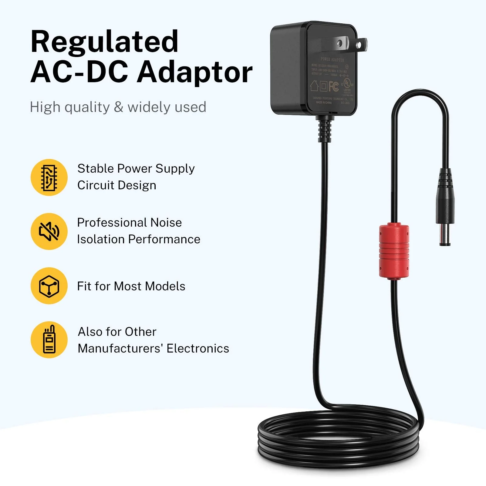 Donner DPA-100 Guitar Pedal Power Supply Adapter 9V DC 1A Tip Negative 5 Way Daisy Chain Cables for Effect Pedal - Image 2