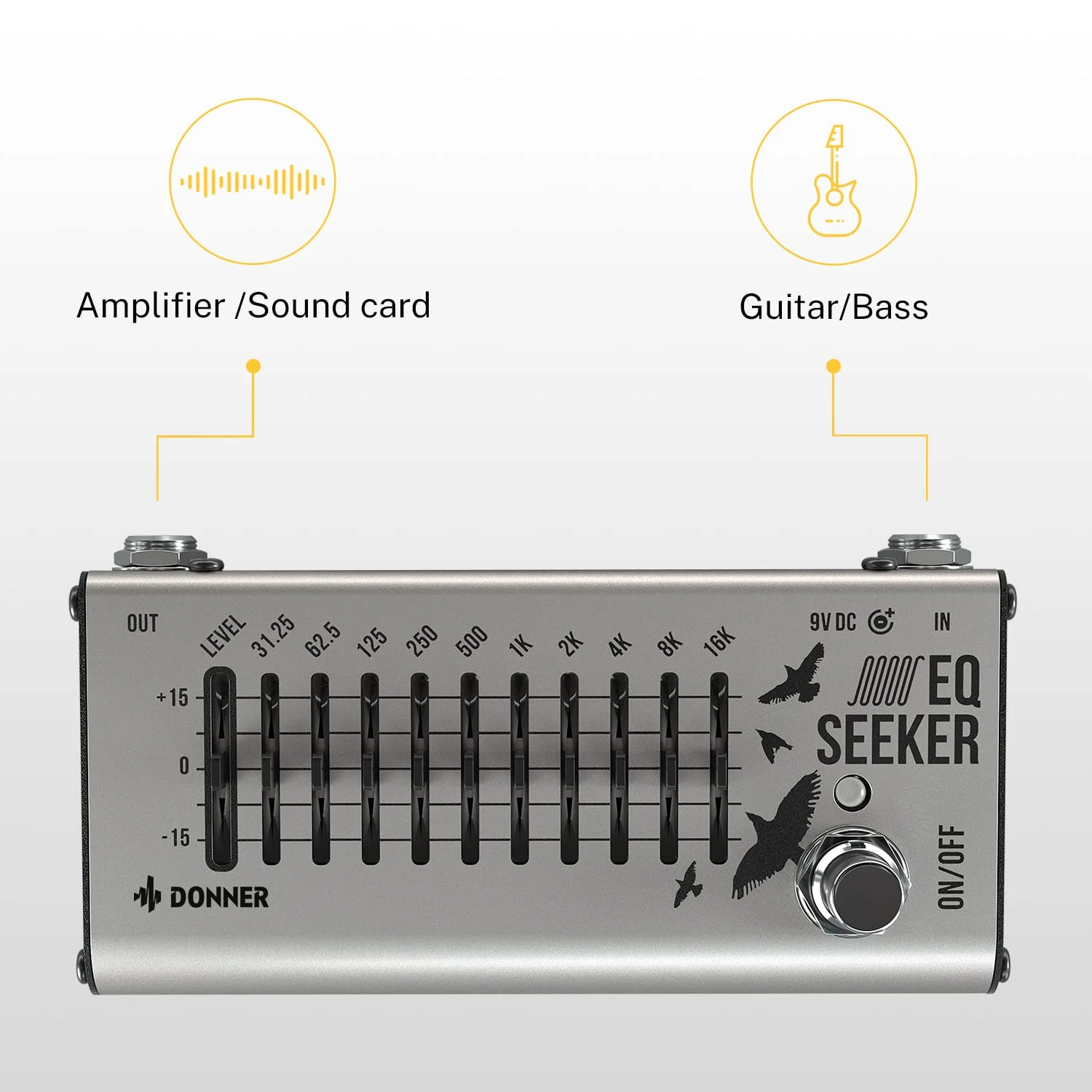 Donner EQ Pedal, 10 Band Equalizer Pedal, EQ Seeker for Guitar and Bass True Bypass - Image 3