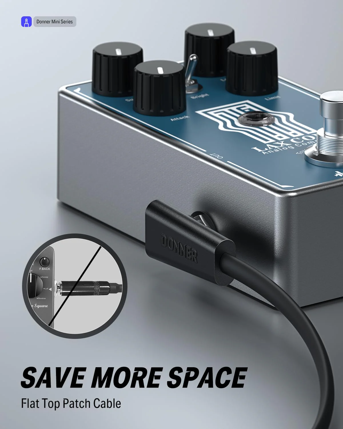 Donner Flat Patch Cables for Guitar Effect Pedal 12 Inch Save Space Clear Sound 1/4" TS Right Angle 6 Packs - Image 4