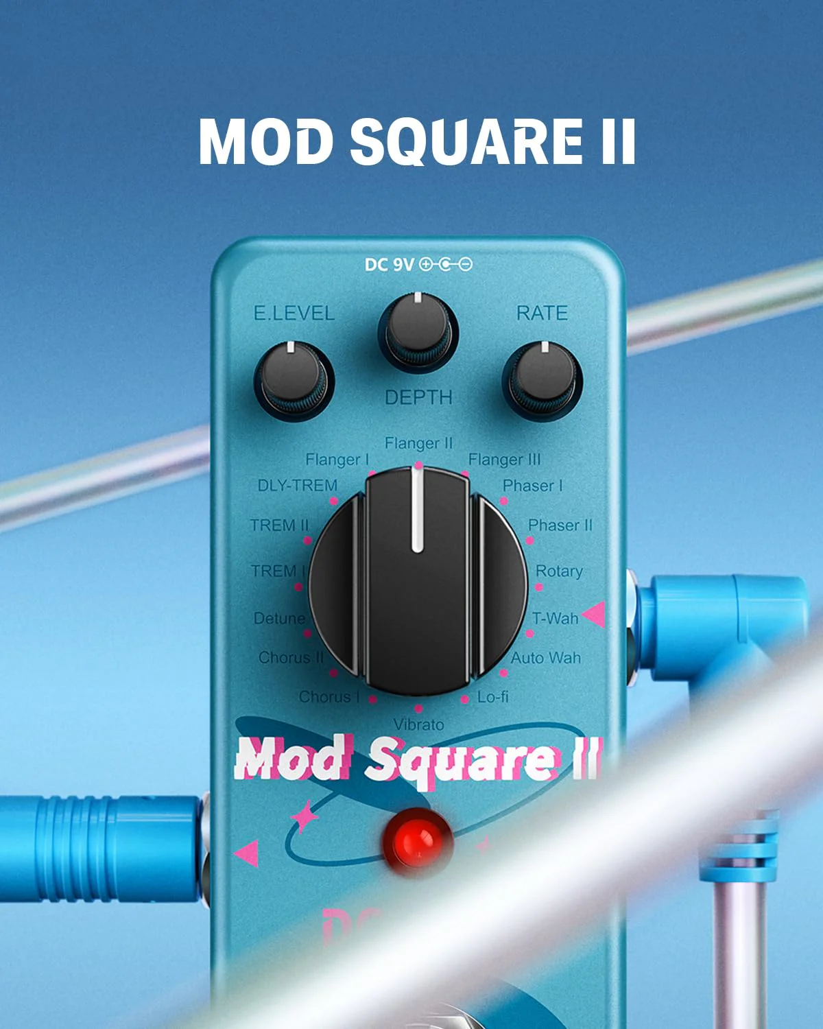 Donner Modulation Pedal - Mod Square Ⅱ for Electric Guitar Pedal Boards, 16 Effects Chorus Phaser Tremolo Flanger Rotary Vibrato Wah Lo-fi Detune 16 Modulation Modes, True Bypass Green Mod - Image 6