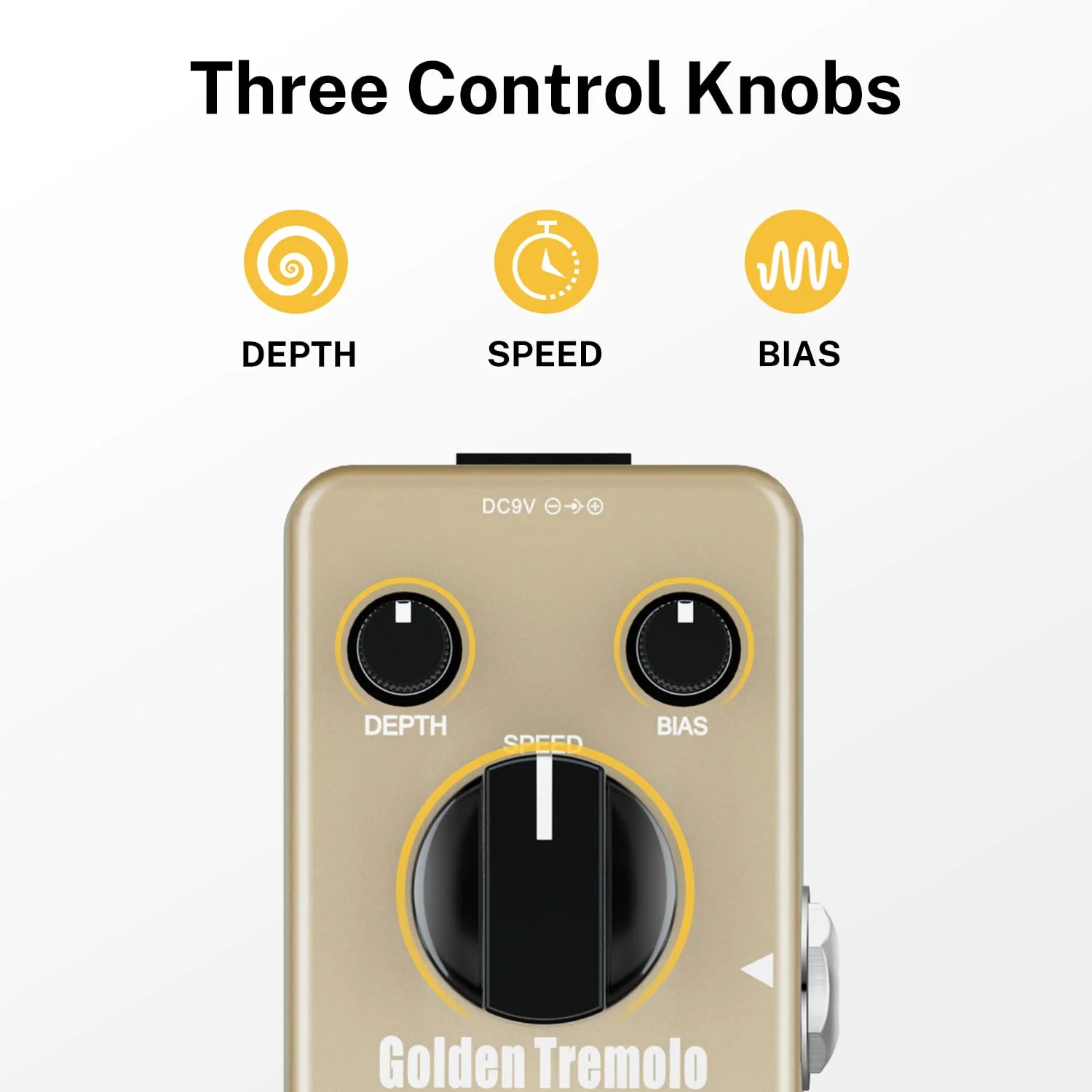 Donner Tremolo Pedal, Golden Tremolo Guitar Pedal Analog Tremolo Effect Pedal for Electric Guitar and Bass True Bypass - Image 3