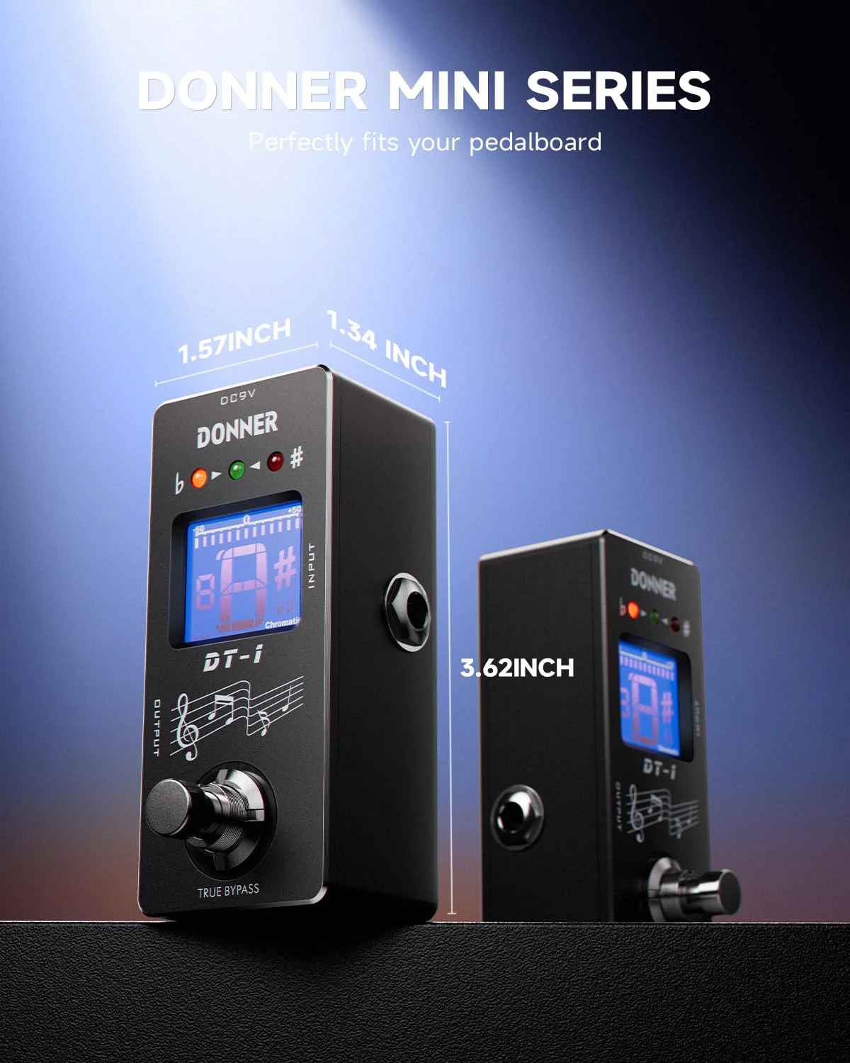 Donner Tuner Pedal, Dt-1 Chromatic Guitar Tuner Pedal with Pitch Indicator for Electric Guitar and Bass True Bypass Black Tuner - Image 6