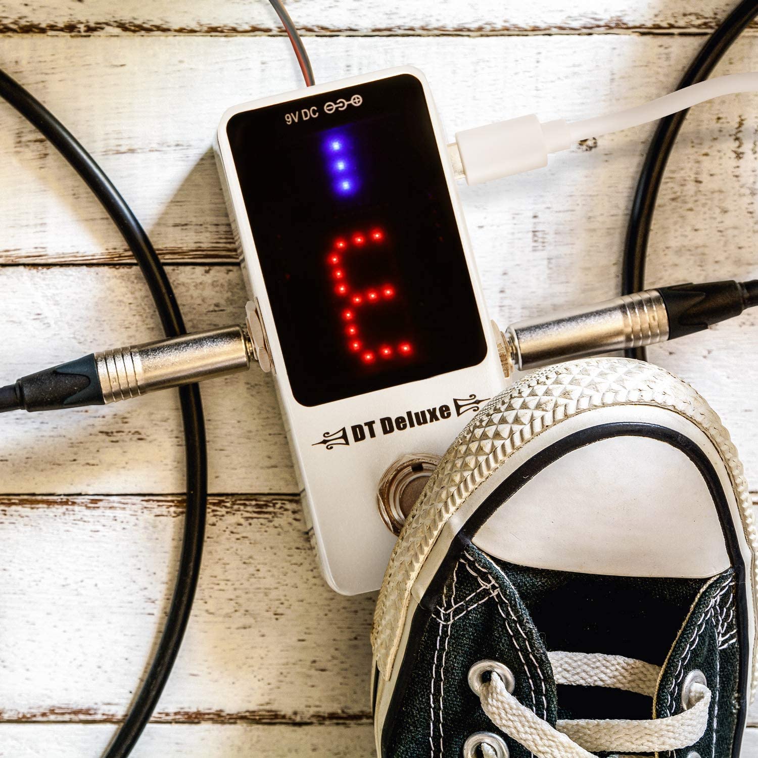 Donner Tuner Pedal, DT Deluxe Chromatic Guitar Tuner Pedal for Electric Guitar and Bass ± 1 Cent USB or 9V Power Supply True Bypass White Tuner - Image 6