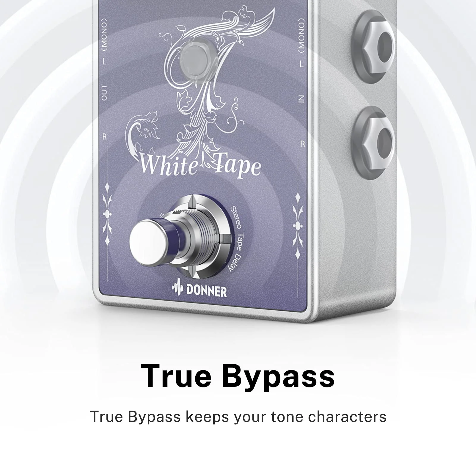 Donner White Tape Stereo Delay Pedal, Analog Delay with Echo Effect, True Bypass, 2 Independent Channels for Electric Guitar, Bass, Synth, Drum Machine Tape Delay - Image 2