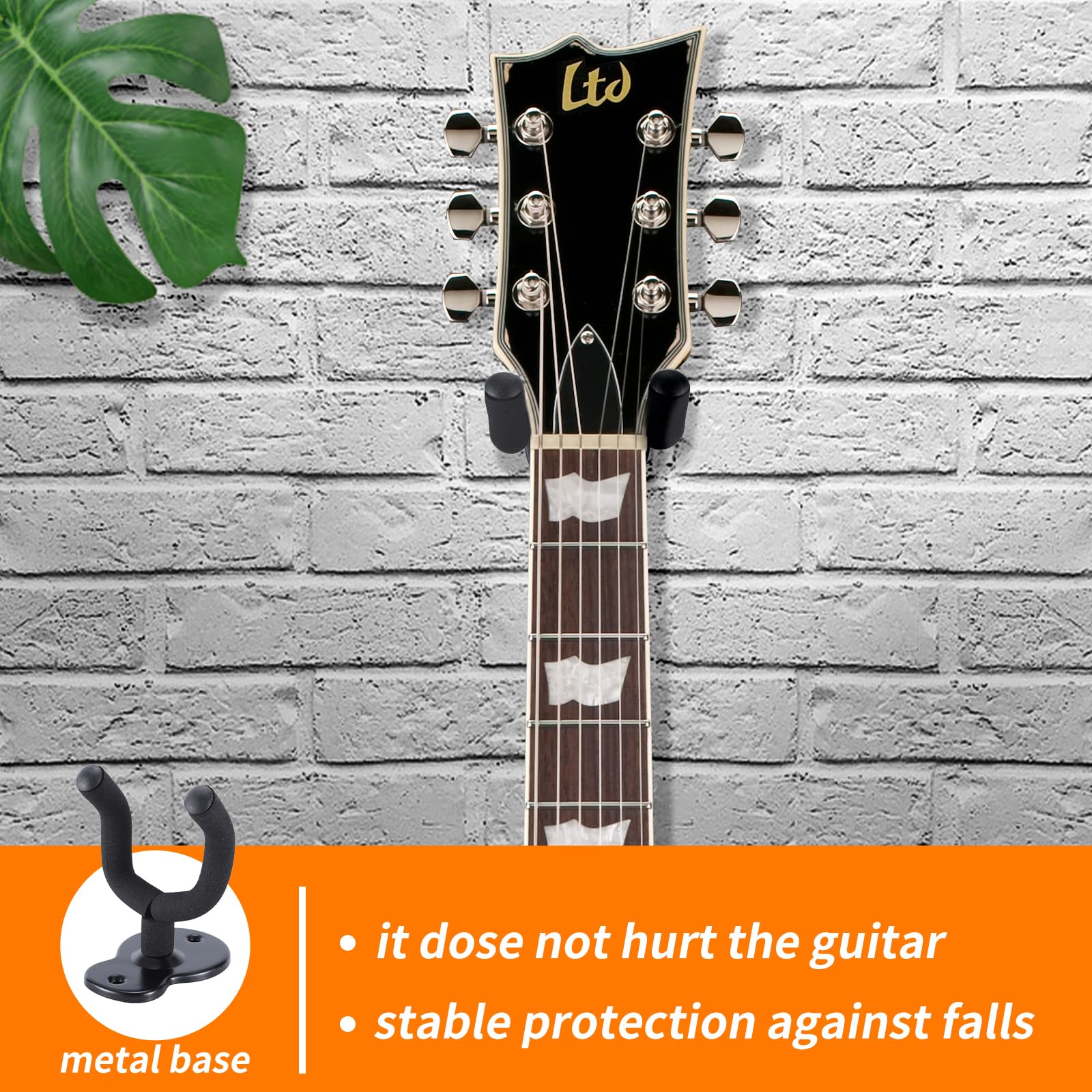 Donux Guitar Wall Mount,Ukulele Hanger Hook Holder Stand Guitar Hangers Hooks for Acoustic Electric Bass Guitars and Ukulele (4 Set) 4 Set - Image 2