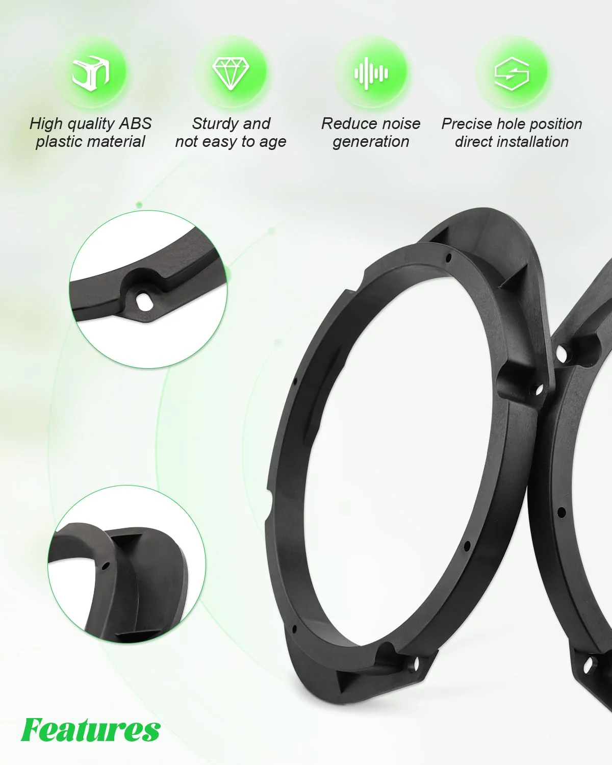 Door Speaker Adapter Spacer 5x7 or 6x8 to 6.5 inch Fit for Mazda 2 3 6 CX-7 BT-50 Tribute CX-9 W/O CX-50/CX50 Front Rear Door Speaker Spacers Bracket - Image 5