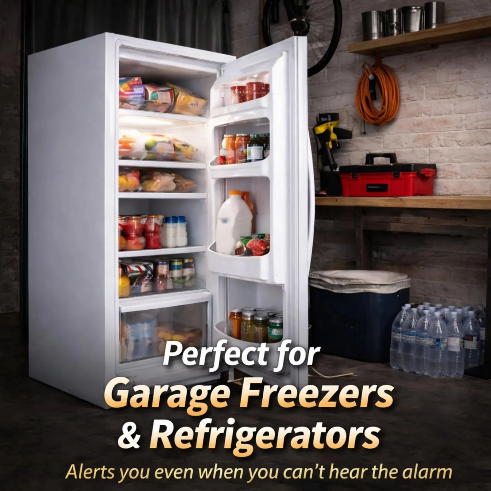 Doorsound WiFi Freezer & Refrigerator Door Alarm – Text & App Notifications When Door is Left Open, Adjustable Delay & Volume, No Hub, No Subscription main white - Image 2