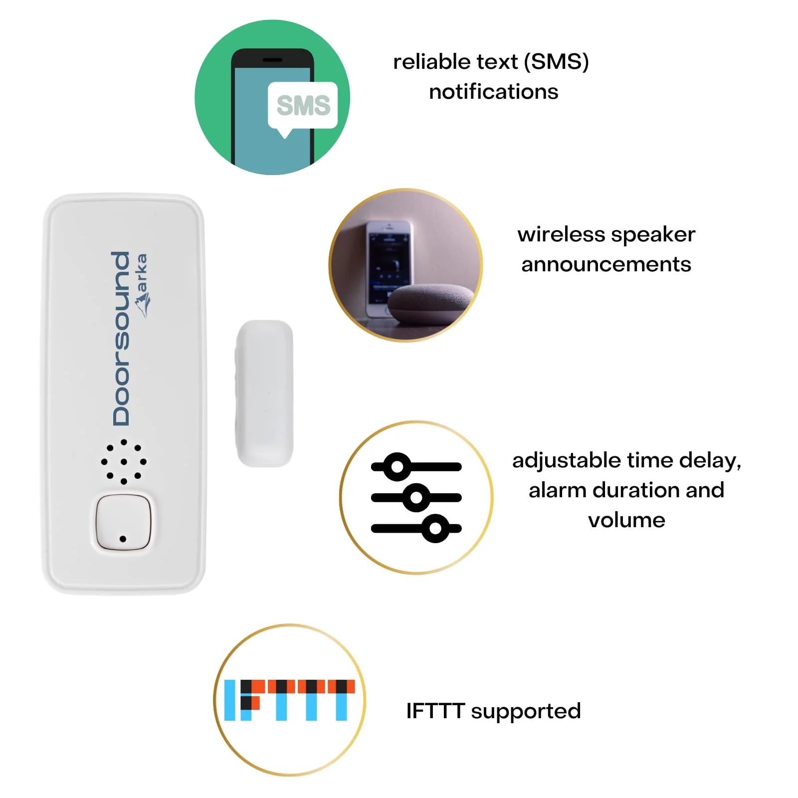 Doorsound WiFi Freezer & Refrigerator Door Alarm – Text & App Notifications When Door is Left Open, Adjustable Delay & Volume, No Hub, No Subscription main white - Image 7