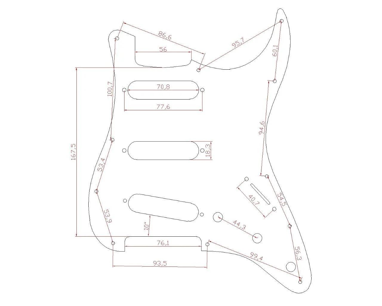 Dopro 11 Hole Matte Aluminum Strat SSS Pickguard Metal Anodized ST Pick Guard Scratch Plate for USA/Mexico ST/Strat Matte Silver - Image 3