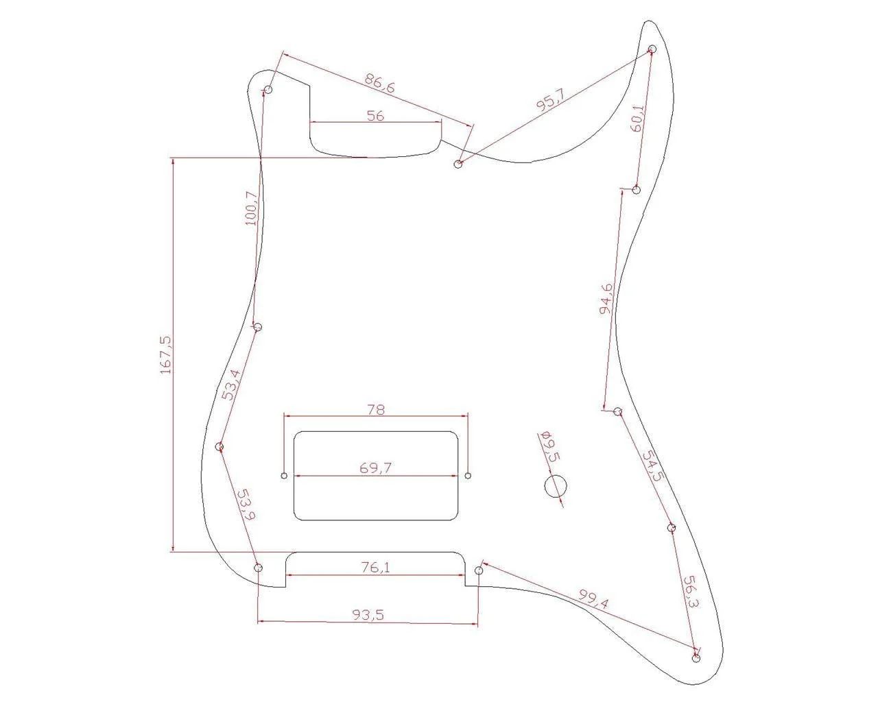 Dopro 11 Hole ST Strat One Humbucker Guitar Pickguard Scratch Plate Fits FD Delonge White 3 Ply - Image 3