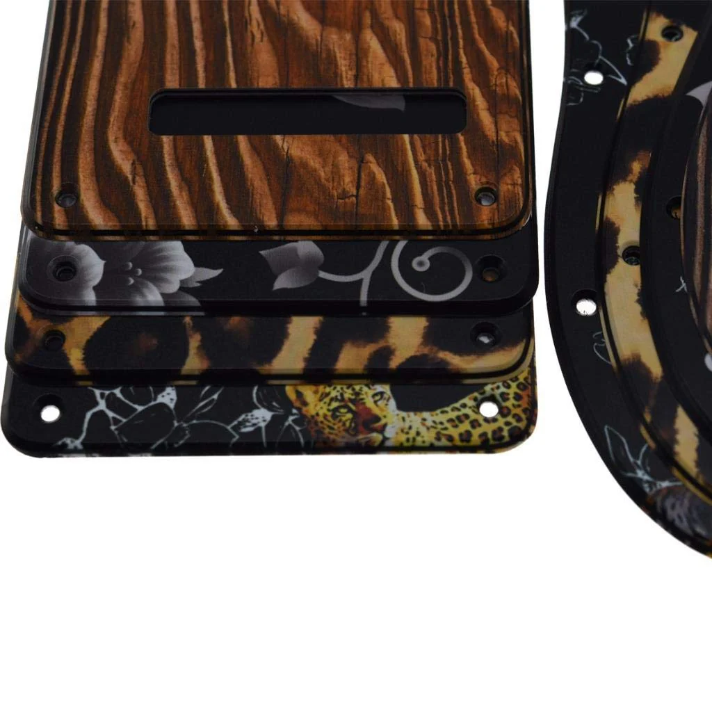 Dopro 11 Hole Strat SSS 3D Printed plastic pickguard ST Back Plate Trem Cover fits USA/Mexican Fender Strat Leopard Stripe - Image 4