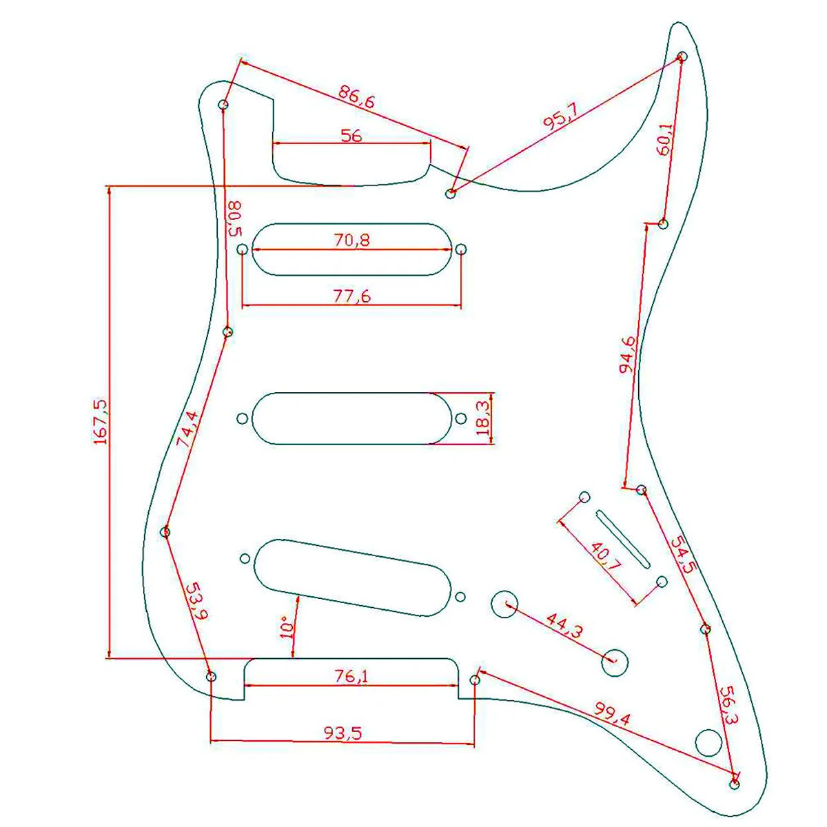 Dopro 11 Hole Vintage 62 Strat ST SSS Single Coil Pickups Guitar Pickguard Scratch Plate with Screws for American FD 62 Stratocaster Aged White 3 Ply - Image 2