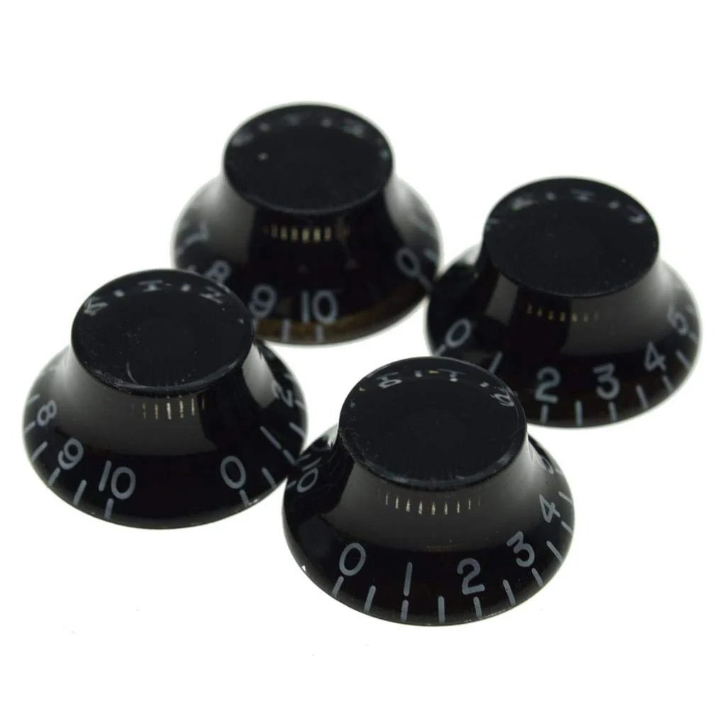Dopro 4pcs USA(Imperial) LP Guitar Bell Knobs 24 Fine Splines Top Hat Knobs for USA Les Paul with CTS Pots Black Pack of 4 Black-1