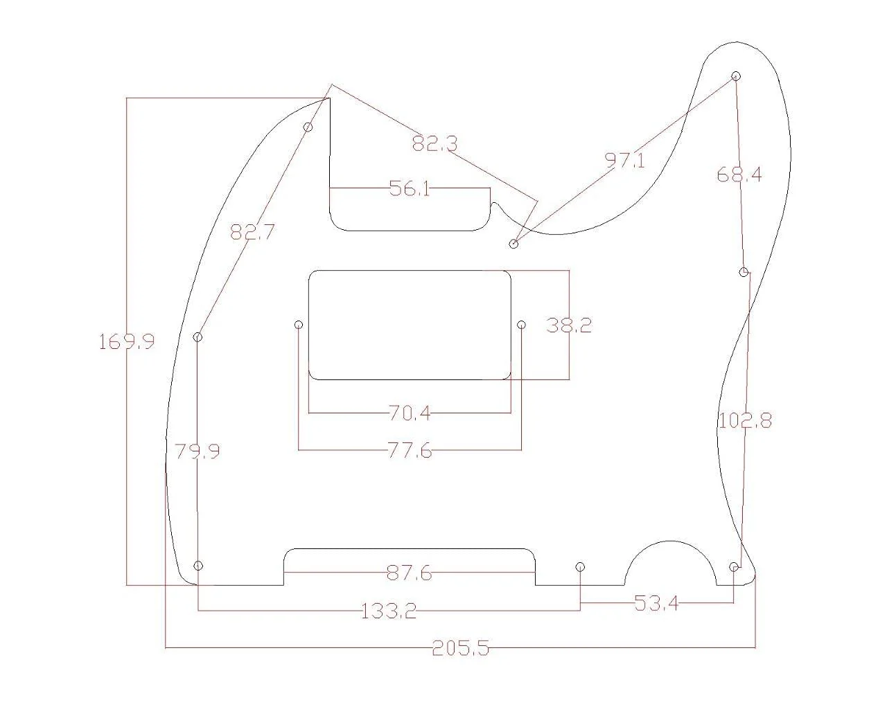 Dopro 8 Hole Matte Aluminum Tele Humbucker Pickguard Metal Anodized TL Pick Guard Scratch Plate for USA/Mexico Tele/Telecaster Matte Black - Image 3