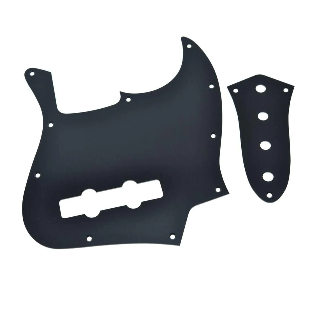 Dopro Aluminum Anodized 10-Hole 4 String Jazz J Bass Pickguard Metal JB Control Plate and Screws for American/Mexican FD Jazz Bass Black Pickguard with Control Plate - Image 4