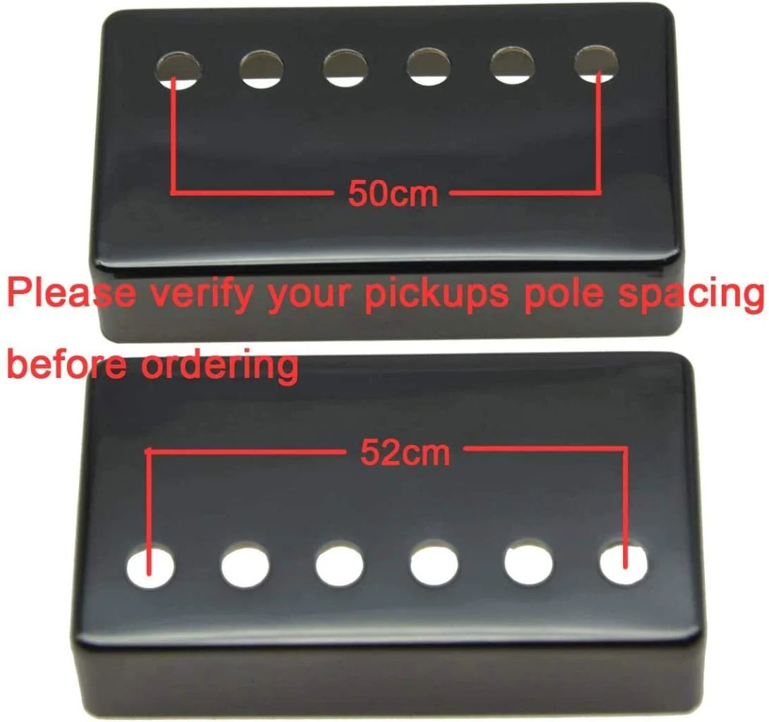 Dopro Set of 2 Metal Humbucker Guitar Pickup Cover Brass Humbucker Pickup Covers 50mm/52mm Pole Spacing for Epi Les Paul Blacklack Black - Image 6
