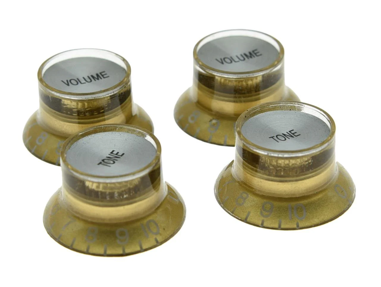 Dopro Set of 4 LP Guitar Reflector Knobs Gold with Chrome Cap Top Hat Knobs For SG Epiphone Les Paul - Image 2