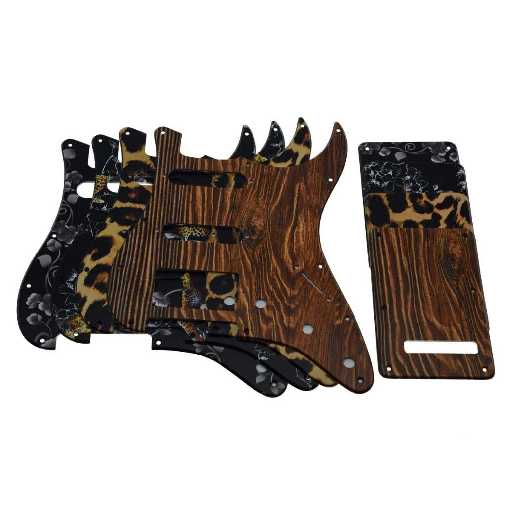 Dopro Strat HSS Guitar 3D Printed plastic pickguard ST Back Plate Tremolo Cover for USA/Mexican Fender Strat Flower Pattern - Image 3