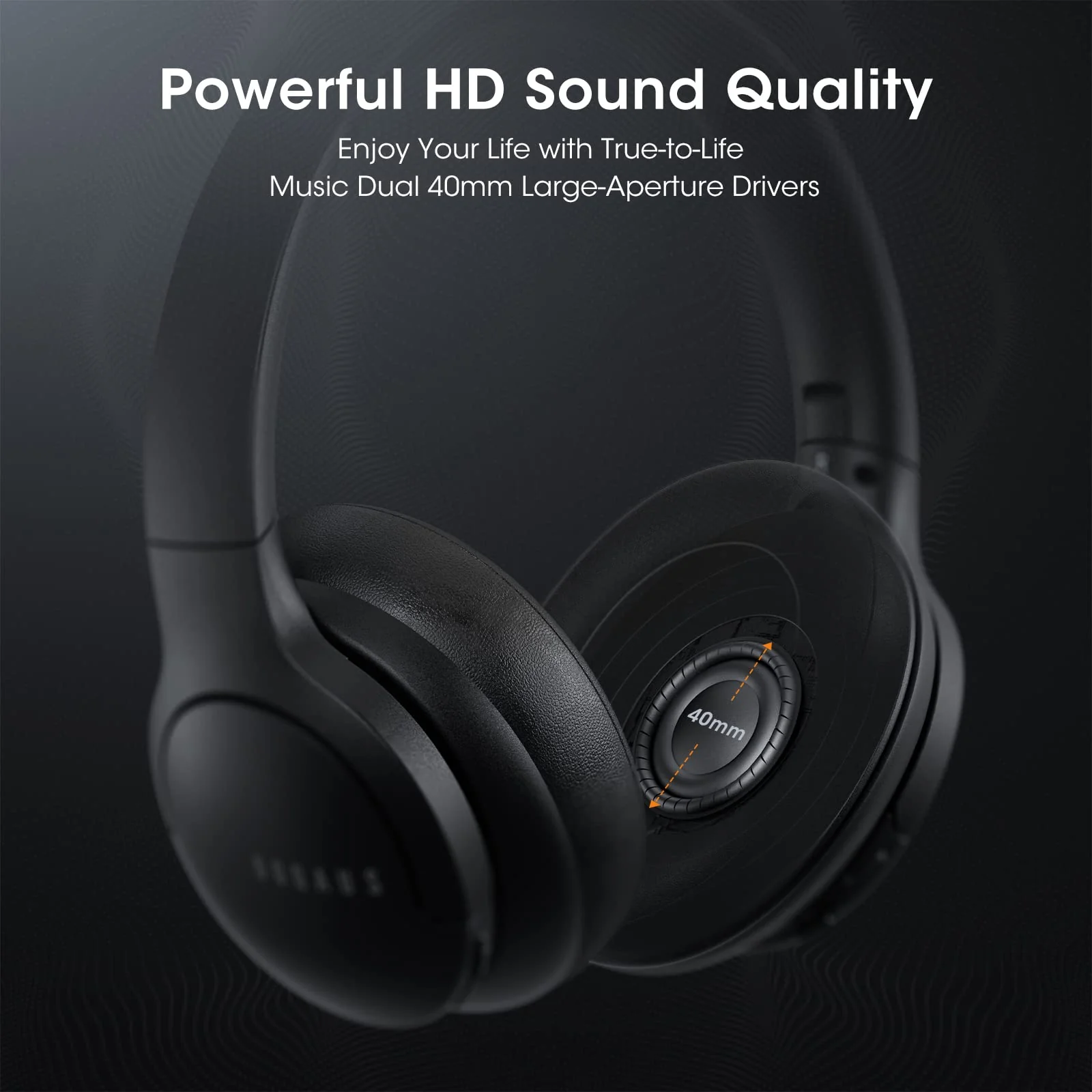 DOQAUS 𝐔𝐩𝐠𝐫𝐚𝐝𝐞𝐝 Bluetooth Headphones Over Ear, 90H Playtime Bluetooth 5.3 Wireless Headphones 3 EQ Modes, Built-in HD Mic, HiFi Stereo Sound,Deep Bass,Memory Foam Ear Cups for Phone/PC Black - Image 6