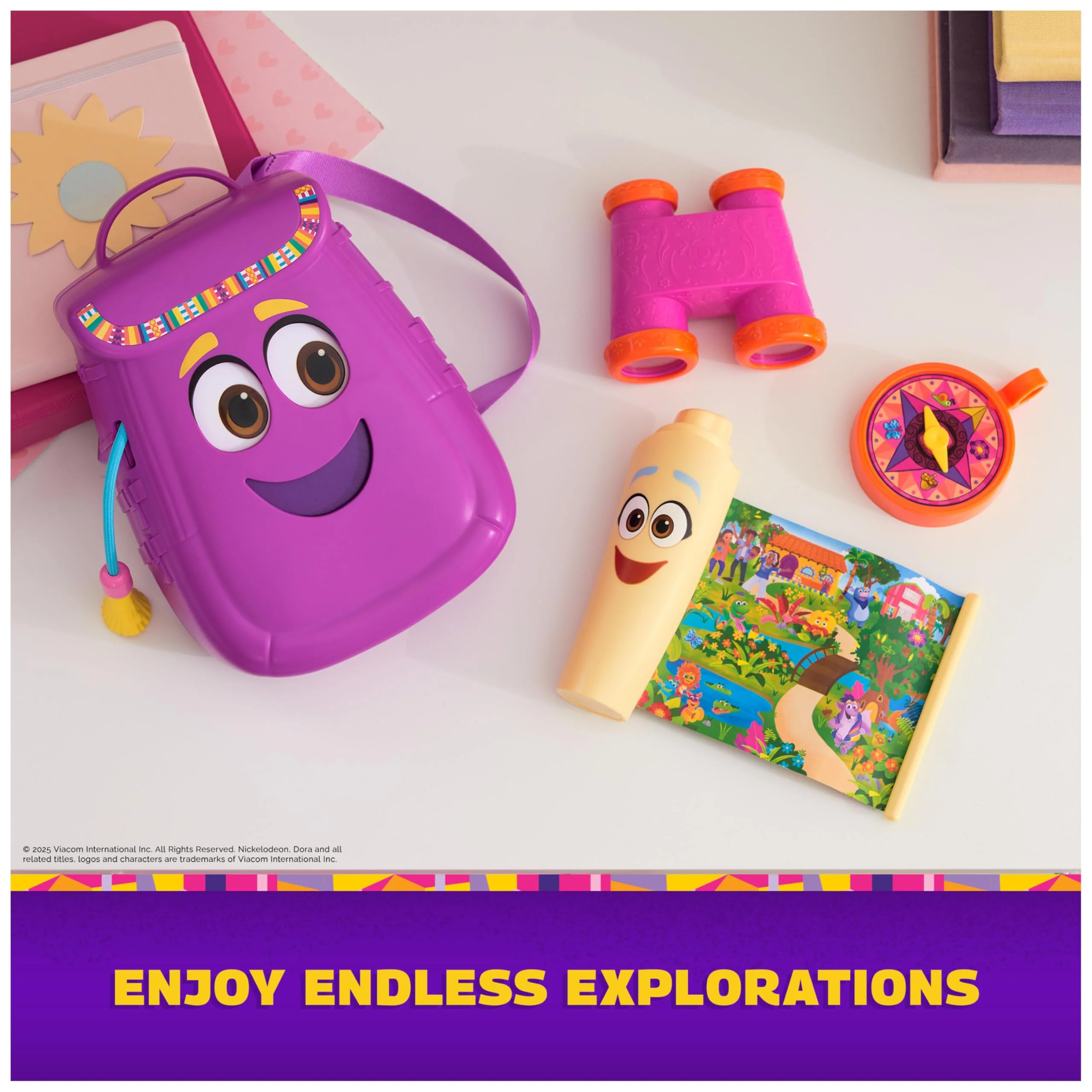 Dora, My Adventure Backpack, with Explorer Accessories‚ Toy Binoculars, Map & Compass, Kids Toys for Girls & Boys Ages 3 & Up - Image 9