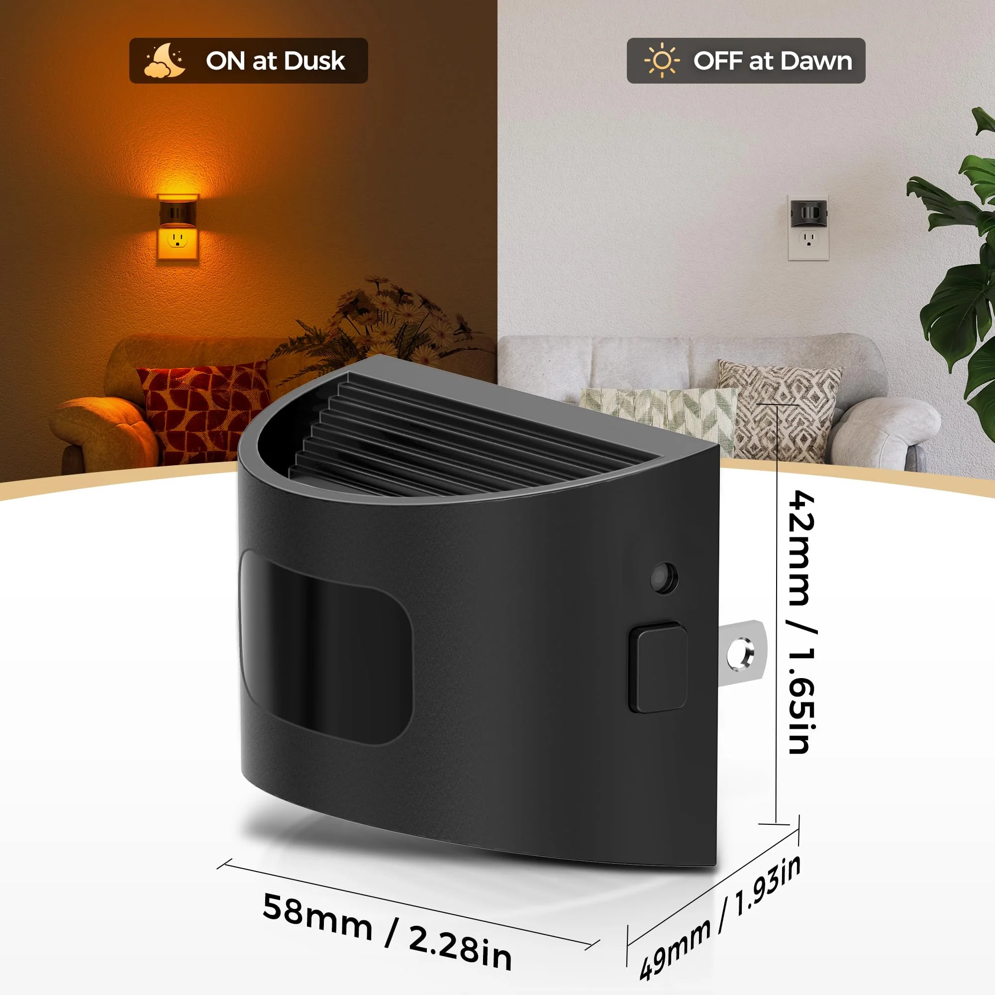 DORESshop LED Night Light[4 Pack], Night Lights Plug into Wall, 3 Mode Plug in Night Light with Motion Sensor, Dusk to Dawn Sensor, Nightlights for Adults, Bedroom, Bathroom, Hallway, Amber Black 4 - Image 5