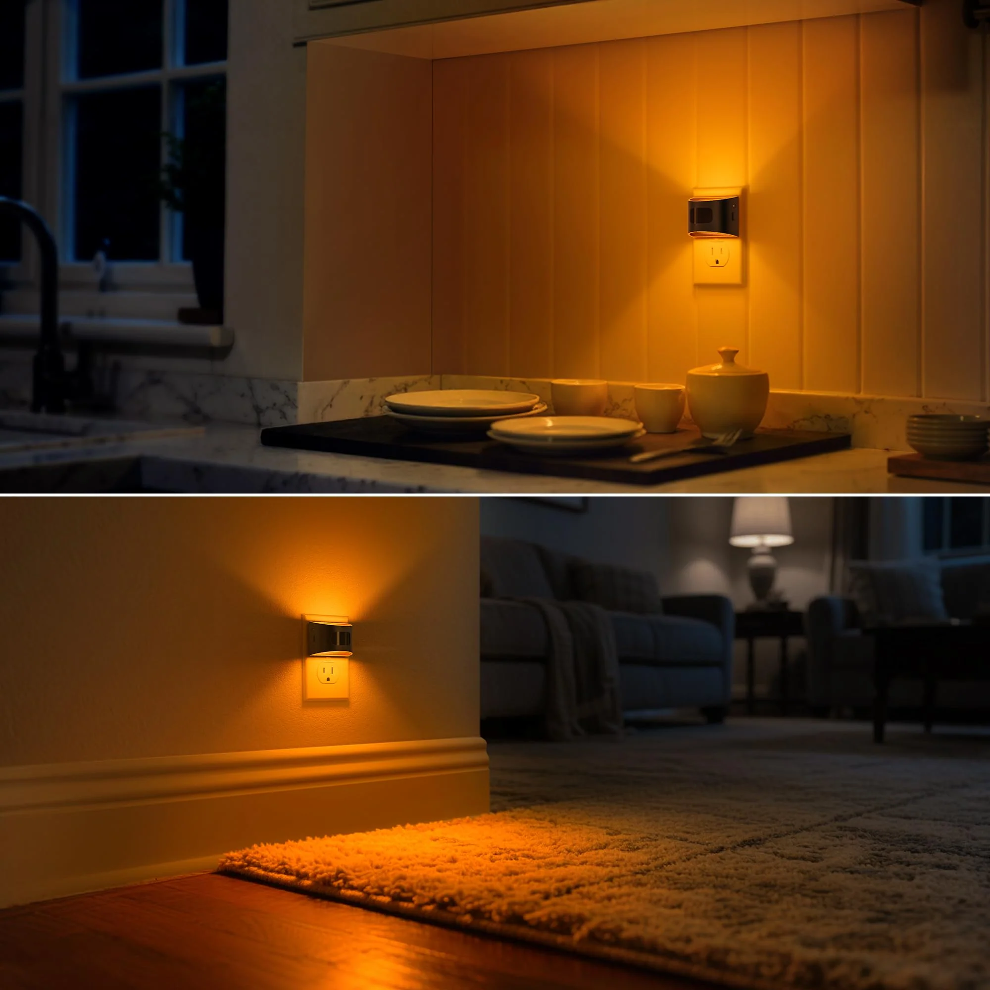 DORESshop LED Night Light[4 Pack], Night Lights Plug into Wall, 3 Mode Plug in Night Light with Motion Sensor, Dusk to Dawn Sensor, Nightlights for Adults, Bedroom, Bathroom, Hallway, Amber Black 4 - Image 6