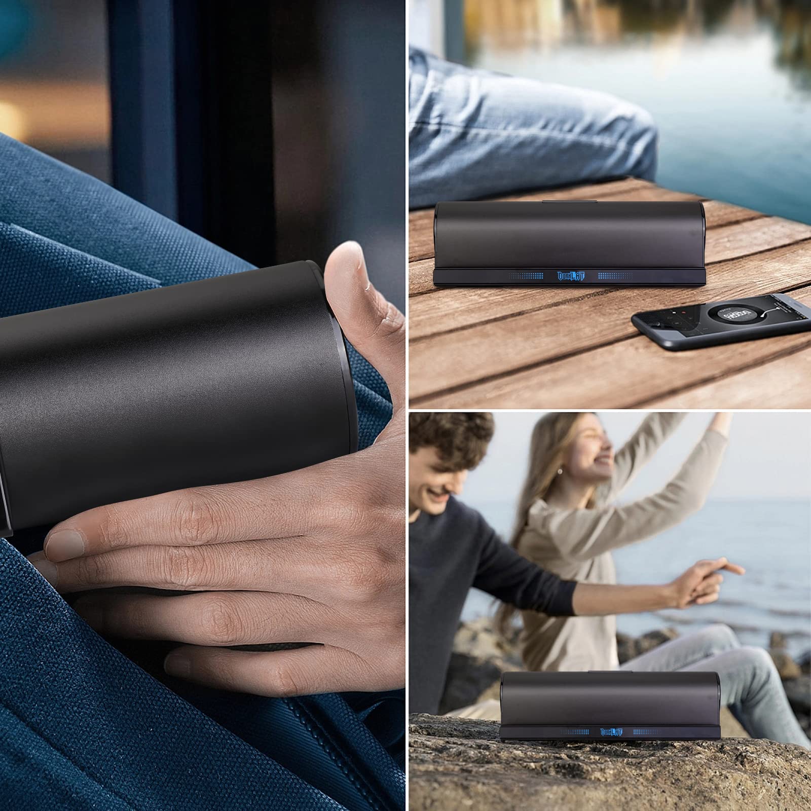 DORNLAT Wireless Bluetooth Speakers, Portable Phone Tablet Stand Holder Speaker, Dual Drivers Stereo Dock Speaker for iPad, Phone, Outdoor, Travel, Home Party (Black) - Image 9