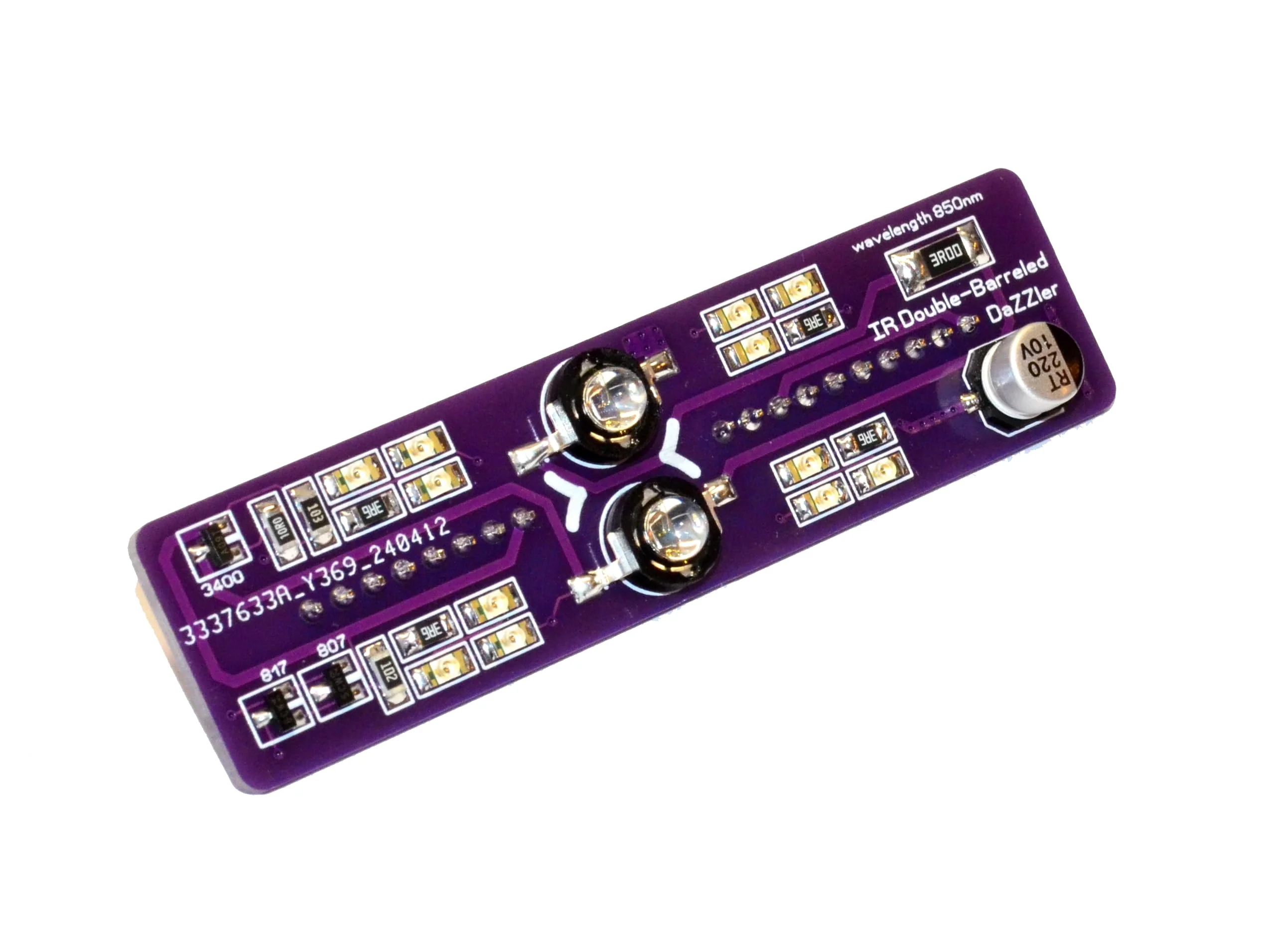 Double Barreled IR LED Blaster Dazzler 850nm Competible with Flipper Zero, Purple - Image 2