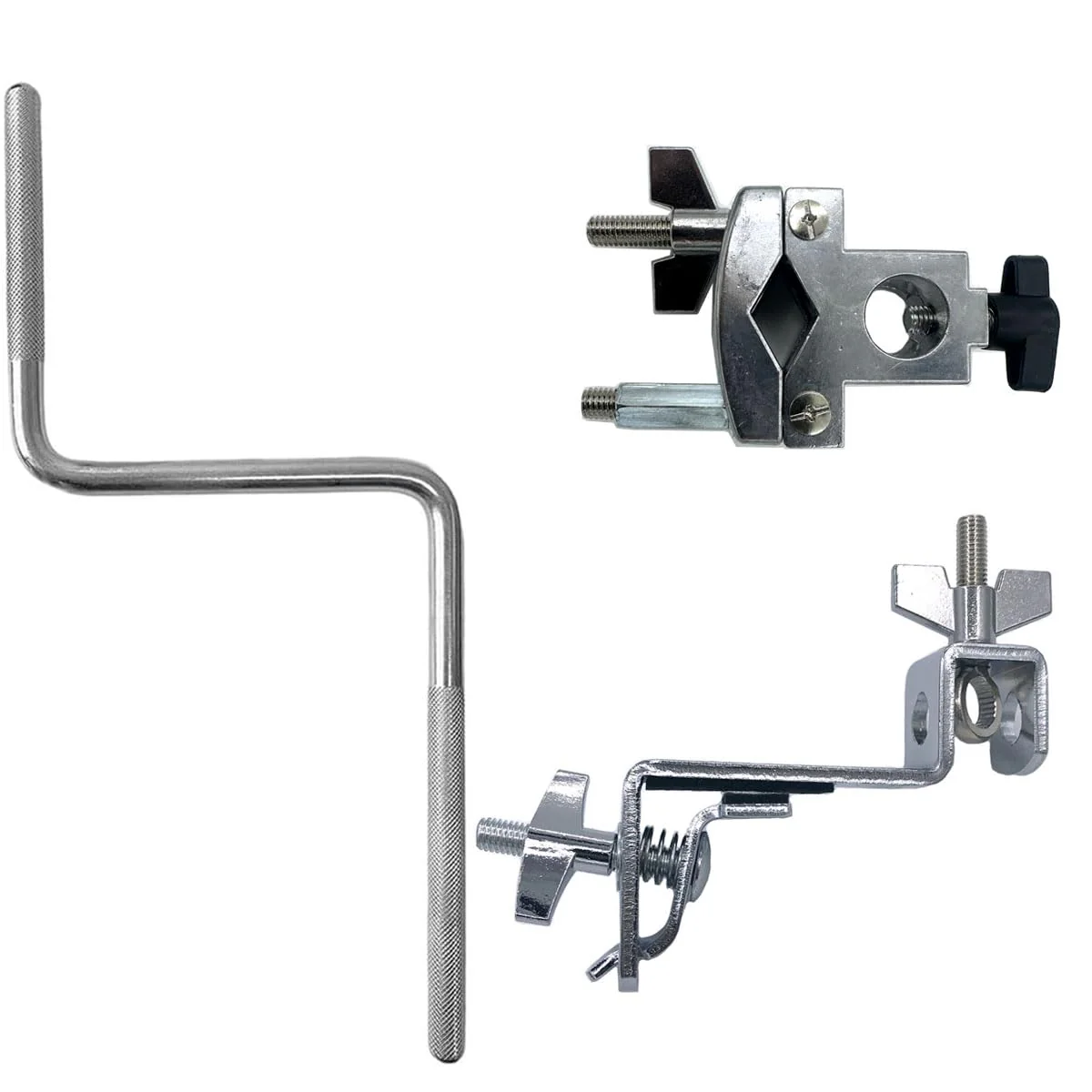 Double Bass Drum Hoop Attachment Clamp for Hi Hat Drum Cowbell Cymbal Mount, Tom Drum Hoop Clamp with 3/8" Z Shape Percussion Mount Rod Clip for Jam Block Tambourine - Image 2