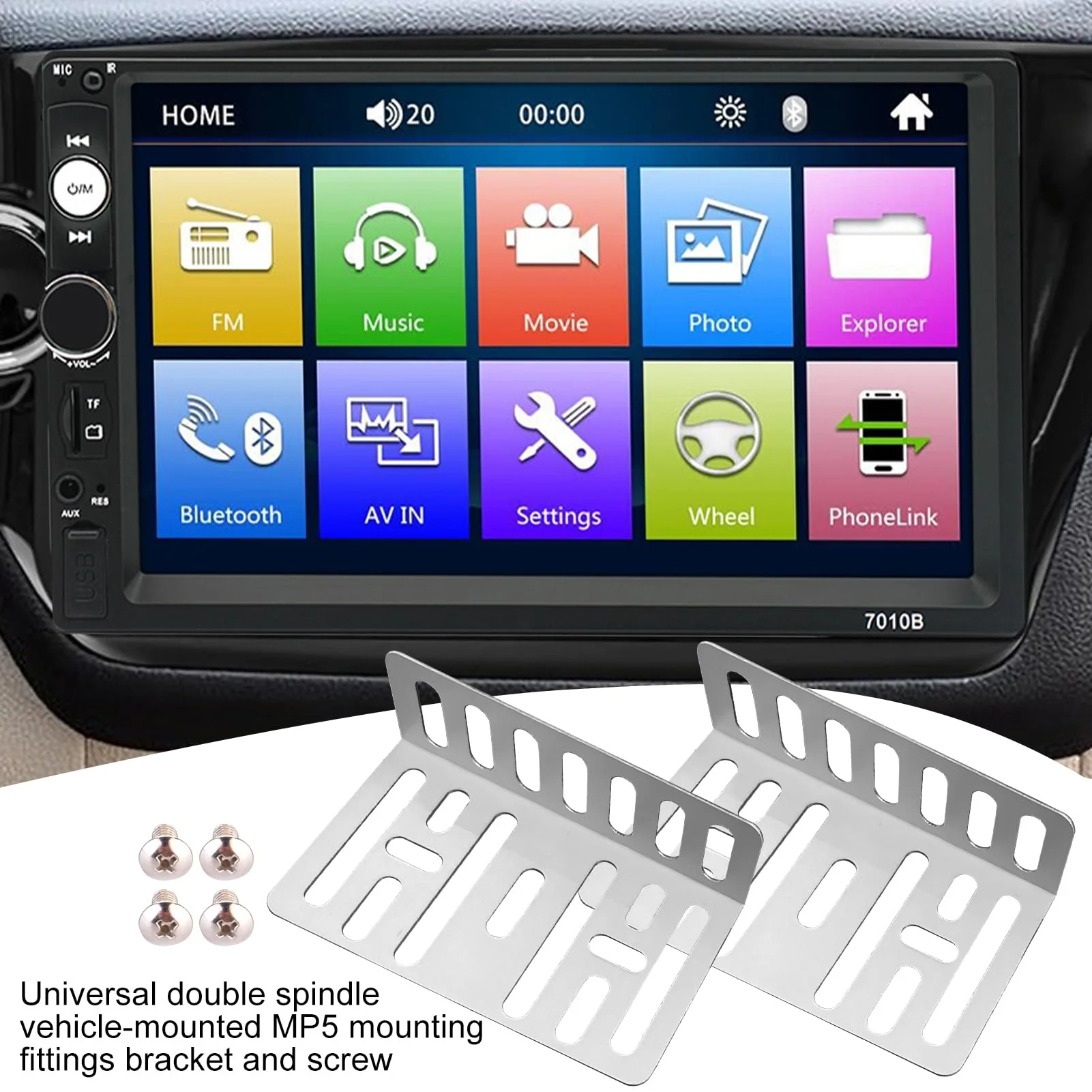 Double DIN Installation Kit - Universal Metal Car Stereo Radio Mounting Bracket and Screws Kit, Car Audio & Video Dash Mounting Kit, Brackets Size - 3.15 x 1.88 x 0.94 in - Image 6