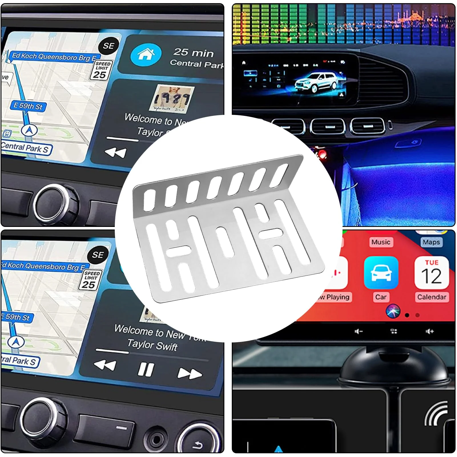 Double DIN Installation Kit - Universal Metal Car Stereo Radio Mounting Bracket and Screws Kit, Car Audio & Video Dash Mounting Kit, Brackets Size - 3.15 x 1.88 x 0.94 in - Image 7